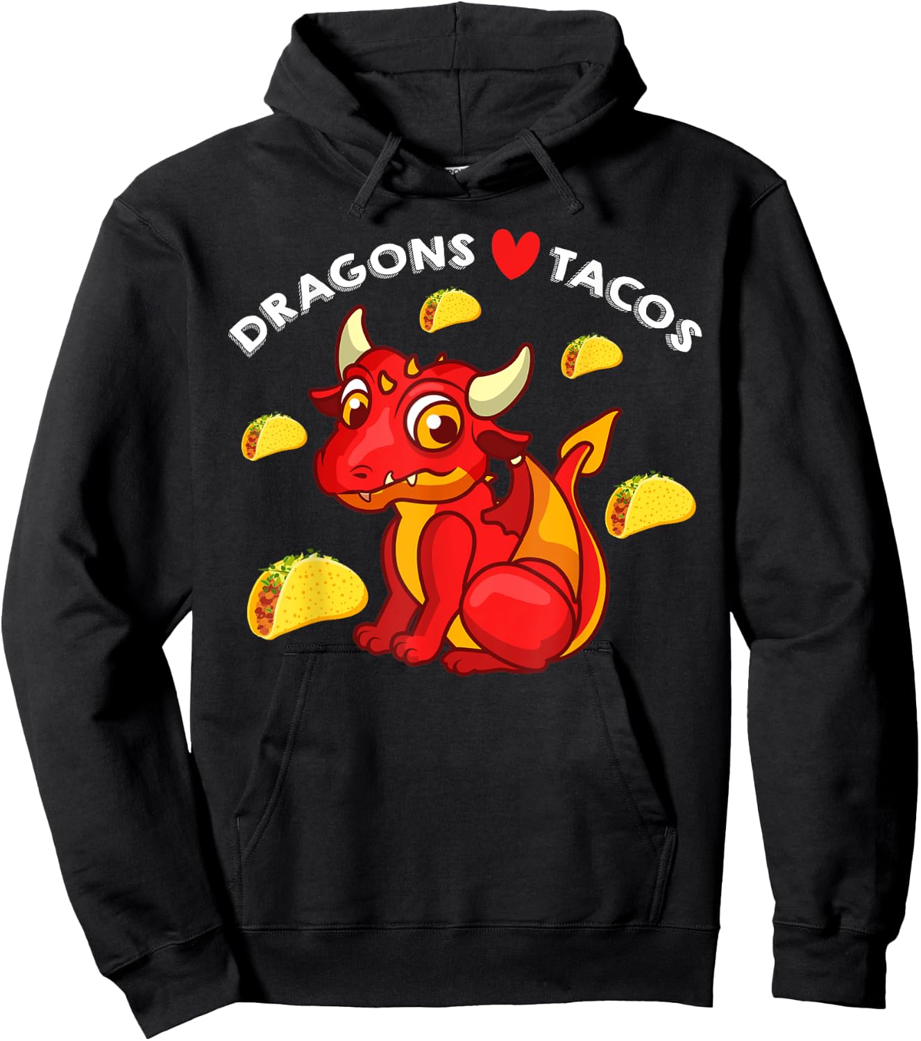 Dragons Love Tacos Cute Dragon Lover Mexican Birthday Party Hoodie - Hoodie | Black