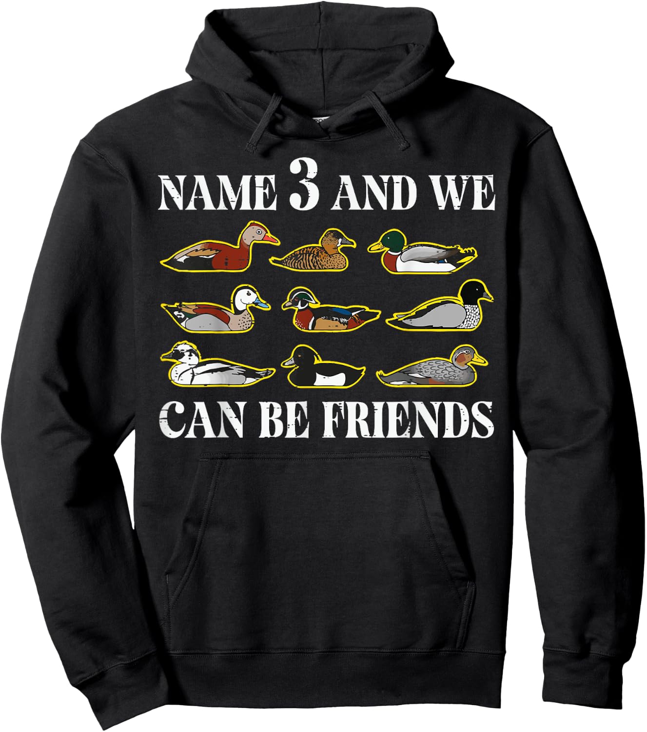 Duck Types Name 3 We Can Be Friends Funny Men Women Kids Hoodie - Hoodie | Black
