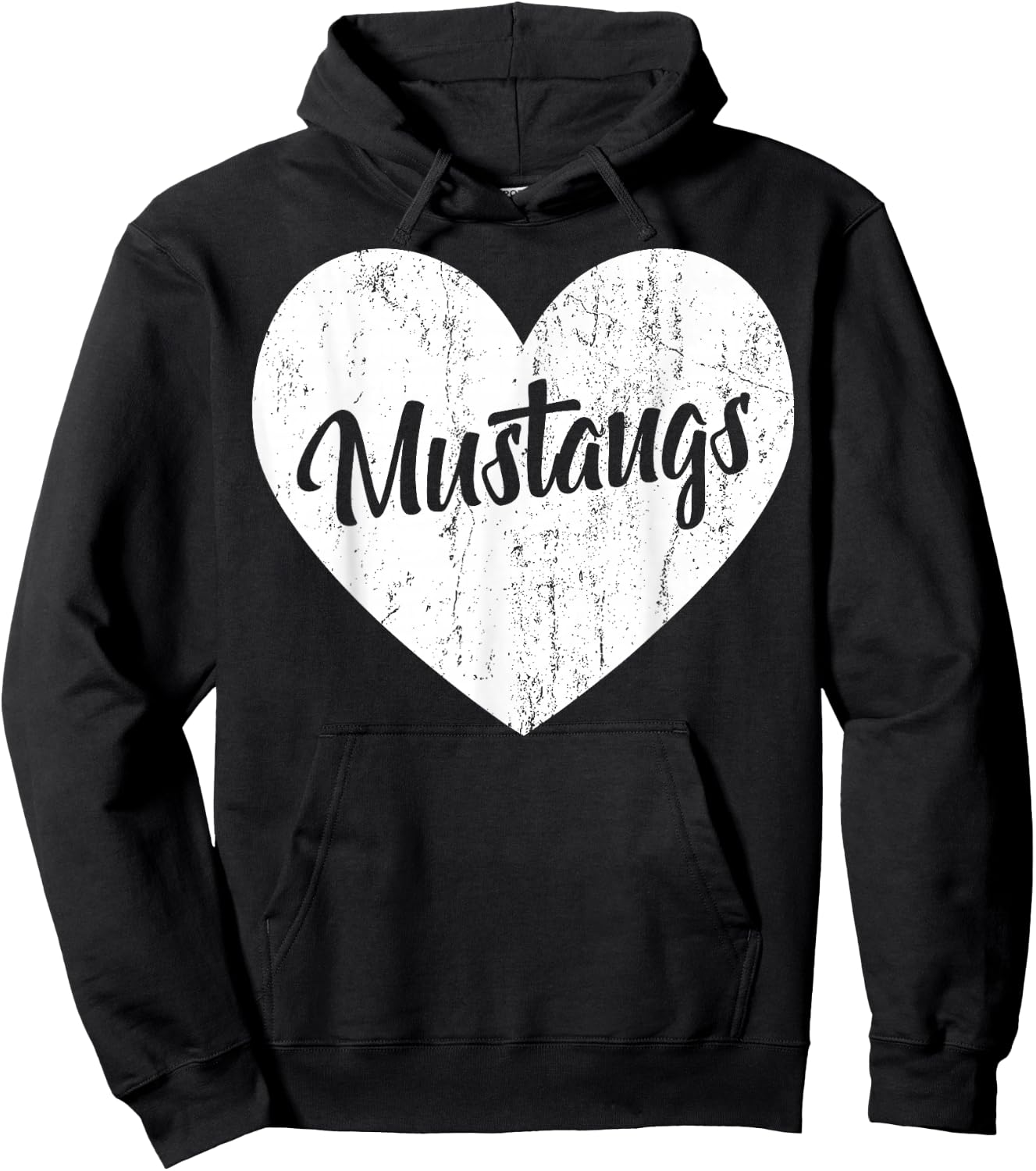 Mustangs School Sports Fan Team Spirit Mascot Heart Gift Hoodie - Hoodie | Black