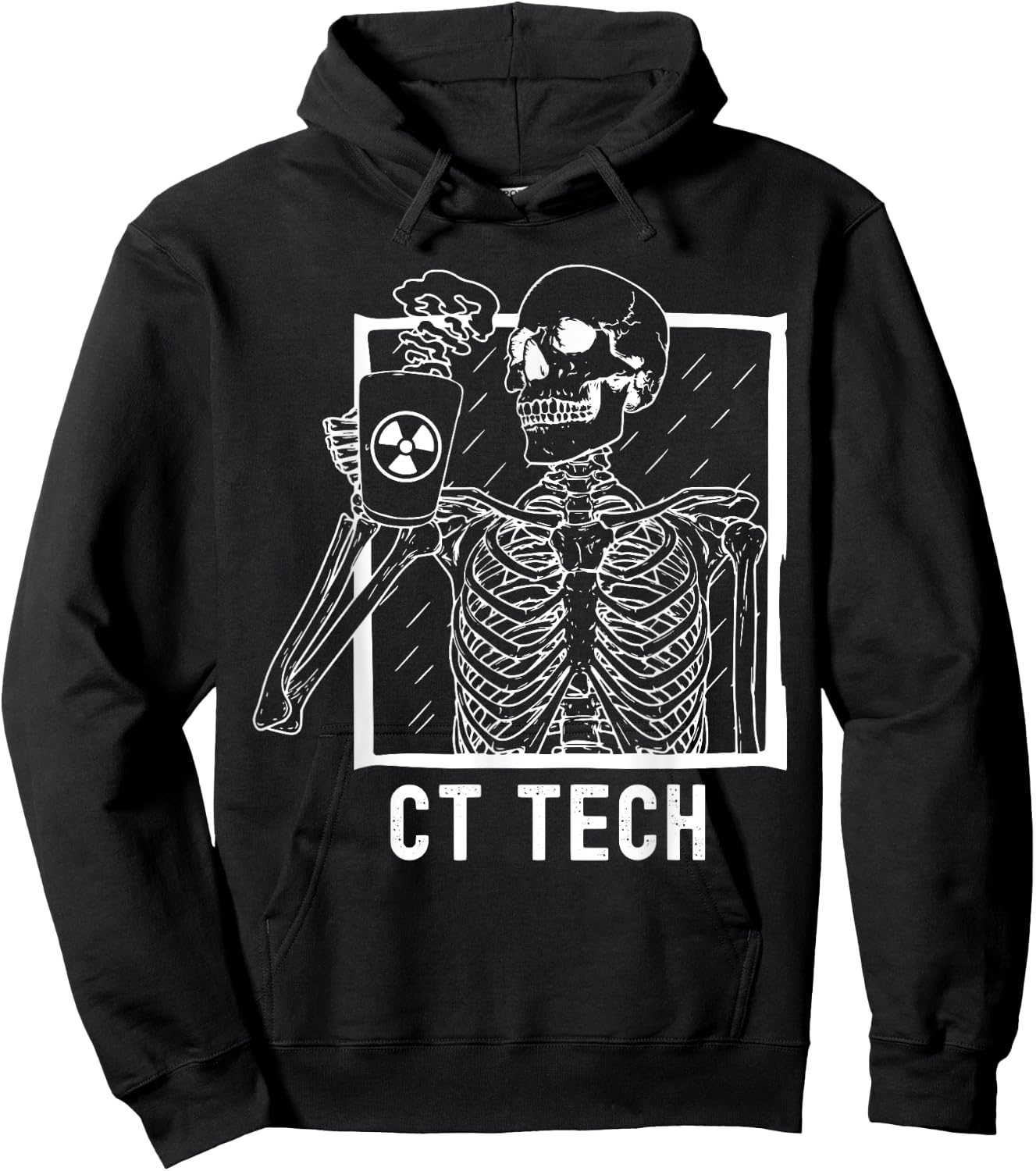 CT Tech Technologist Skeleton Drinking Coffee Radiology Xray Hoodie - Hoodie | Black