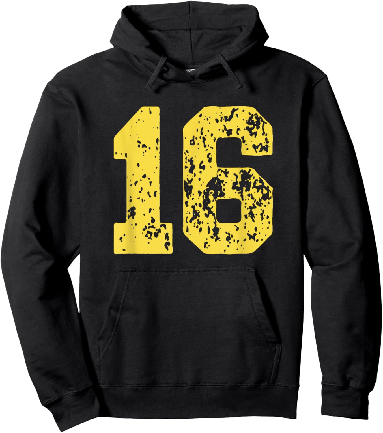 Number 16 Yellow Best Classic College Style Birthday Hoodie - Hoodie | Black