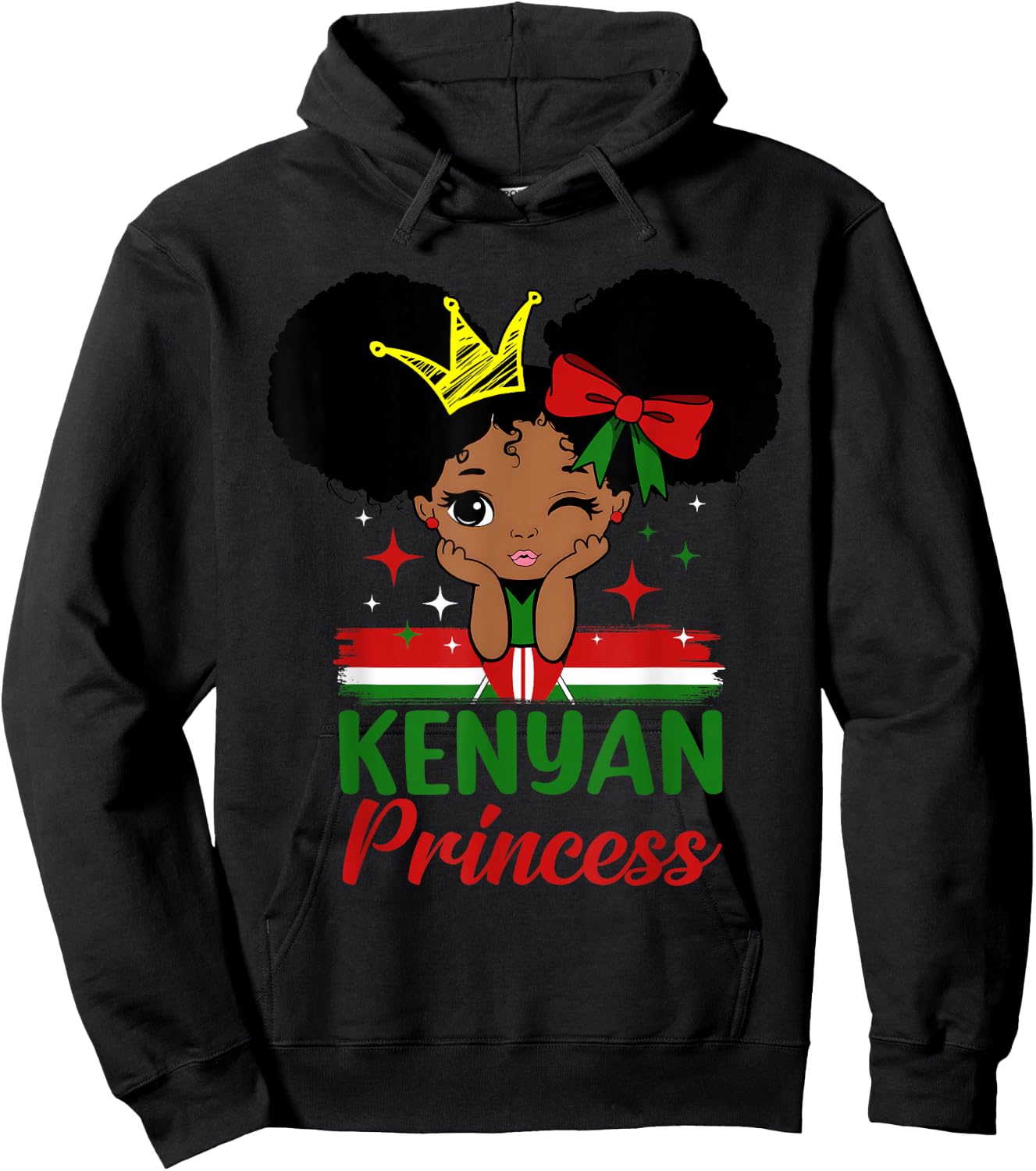 Kenyan Princess Kenya Girl Melanin Cute Kenyan Flag Hoodie - Hoodie | Black