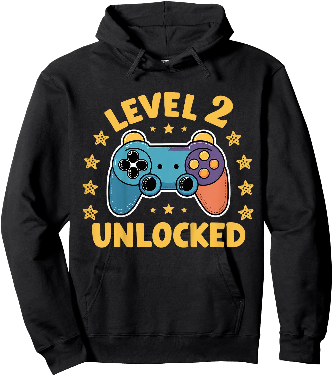 Kids Level 2 Unlocked Gamer 2 Years Old 2nd Birthday Gaming Kids Hoodie - Hoodie | Black