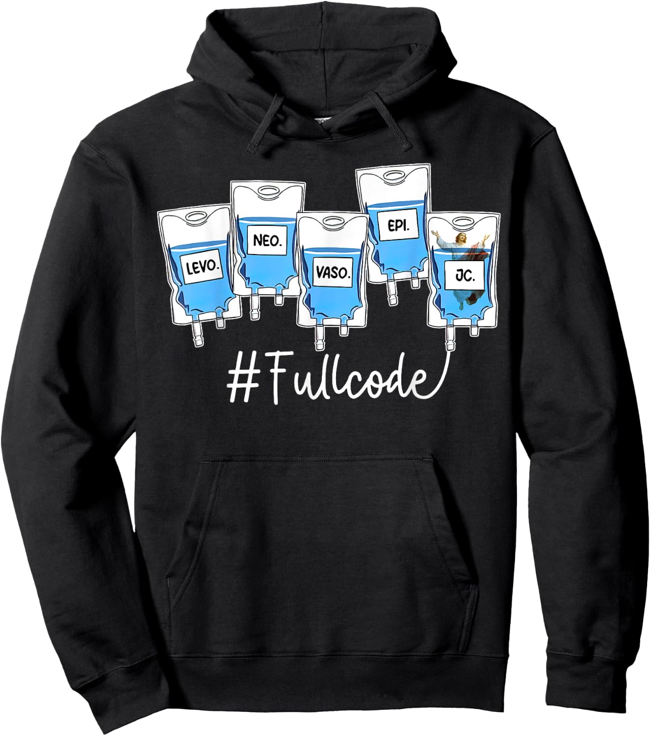 Full Code ICU ER Nurse Pharmacist Jesus Critical Care Nurse Hoodie - Hoodie | Black