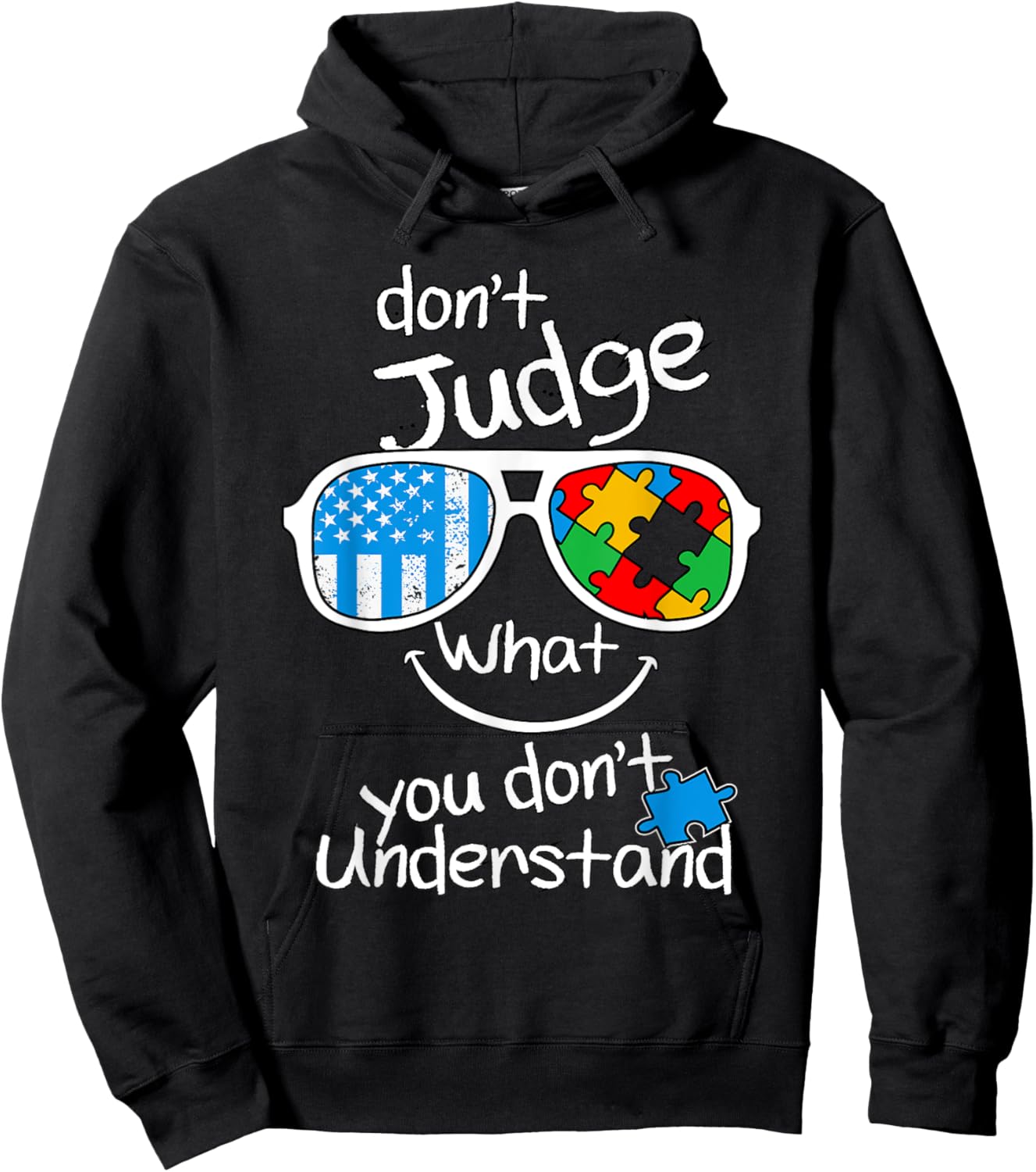 Don't judge what you don't understand Autism Awareness Month Hoodie - Hoodie | Black