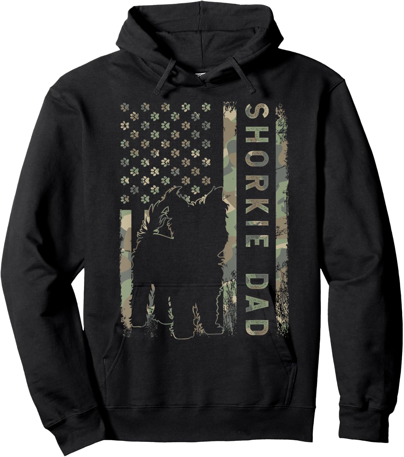 Shorkie Dad USA Flag Dog Owner Women Kids Men Hoodie - Hoodie | Black