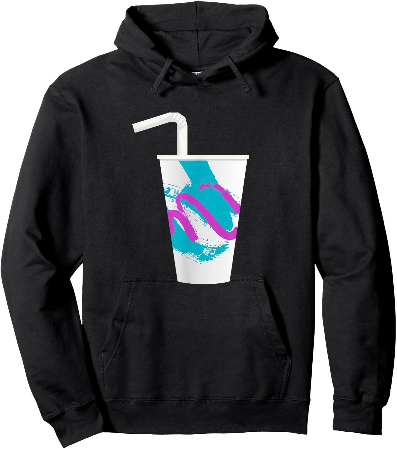 90s Soda Cup Vaporwave Aesthetic Paper Coffee Retro Teal Hoodie - Hoodie | Black