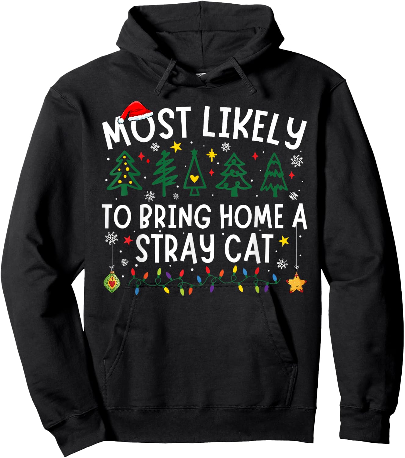 Most Likely To Bring Home A Stray Cat Matching Christmas Hoodie - Hoodie | Black