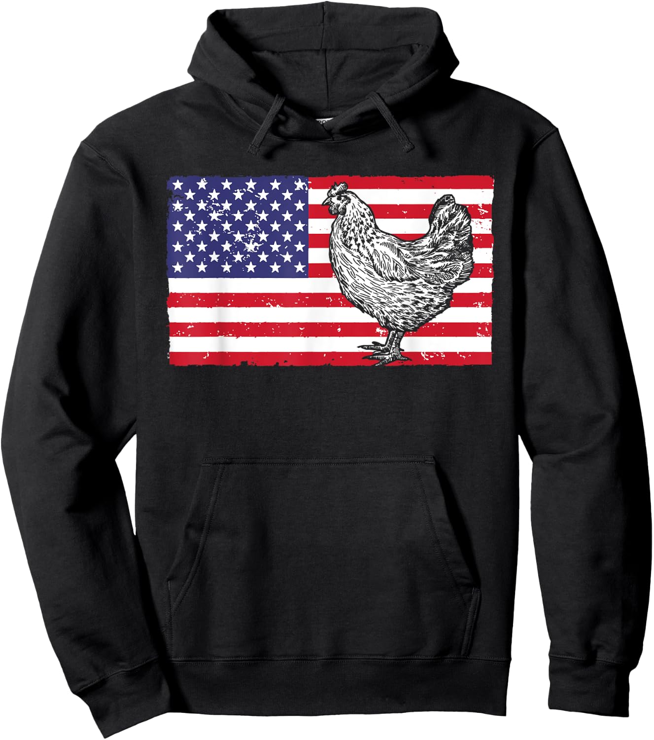 Cool Chicken Women Chicken Lover USA American Flag Hoodie - Hoodie | Black