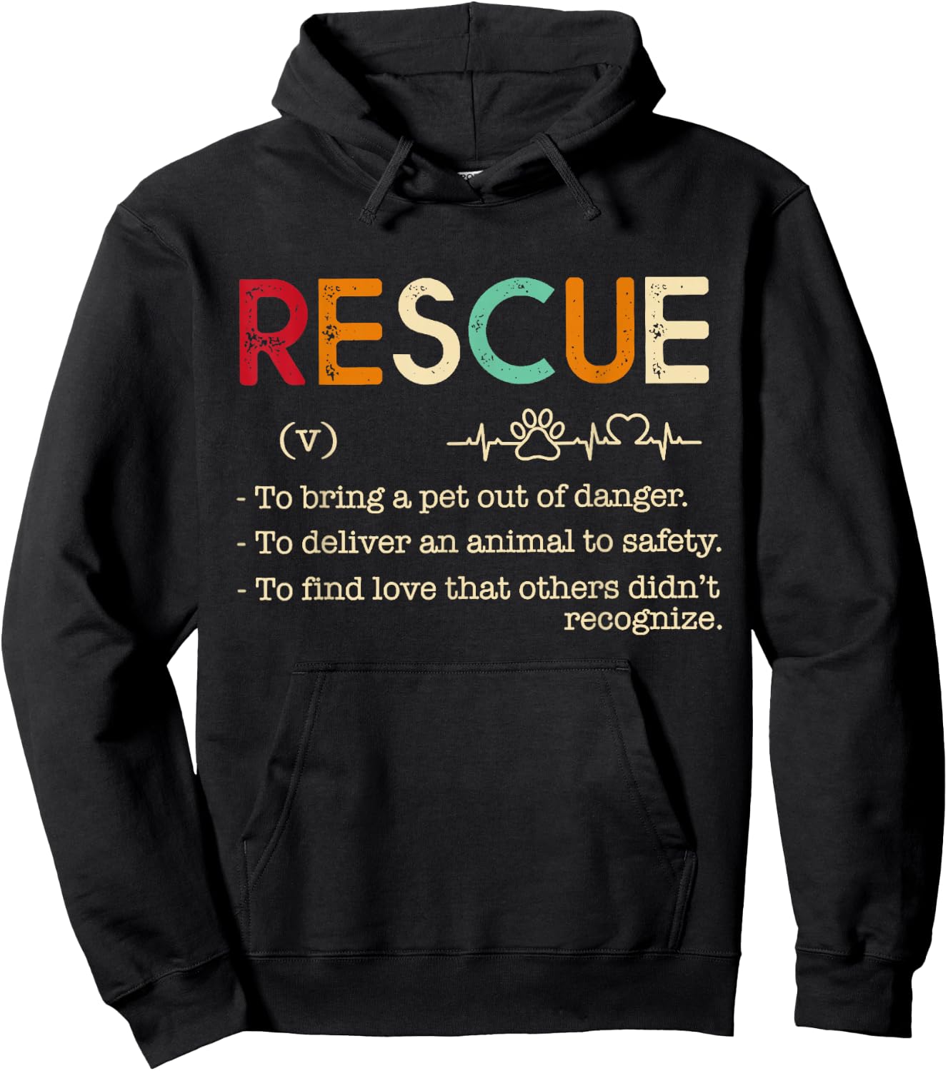 Rescue Definition Animal Lovers Funny Rescue Pet Hoodie - Hoodie | Black