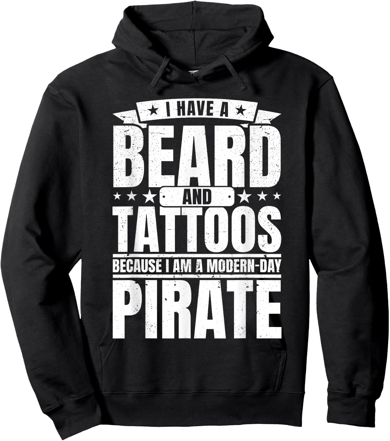 Modern Day Pirate With Beard and Tattoo Dad Hoodie - Hoodie | Black