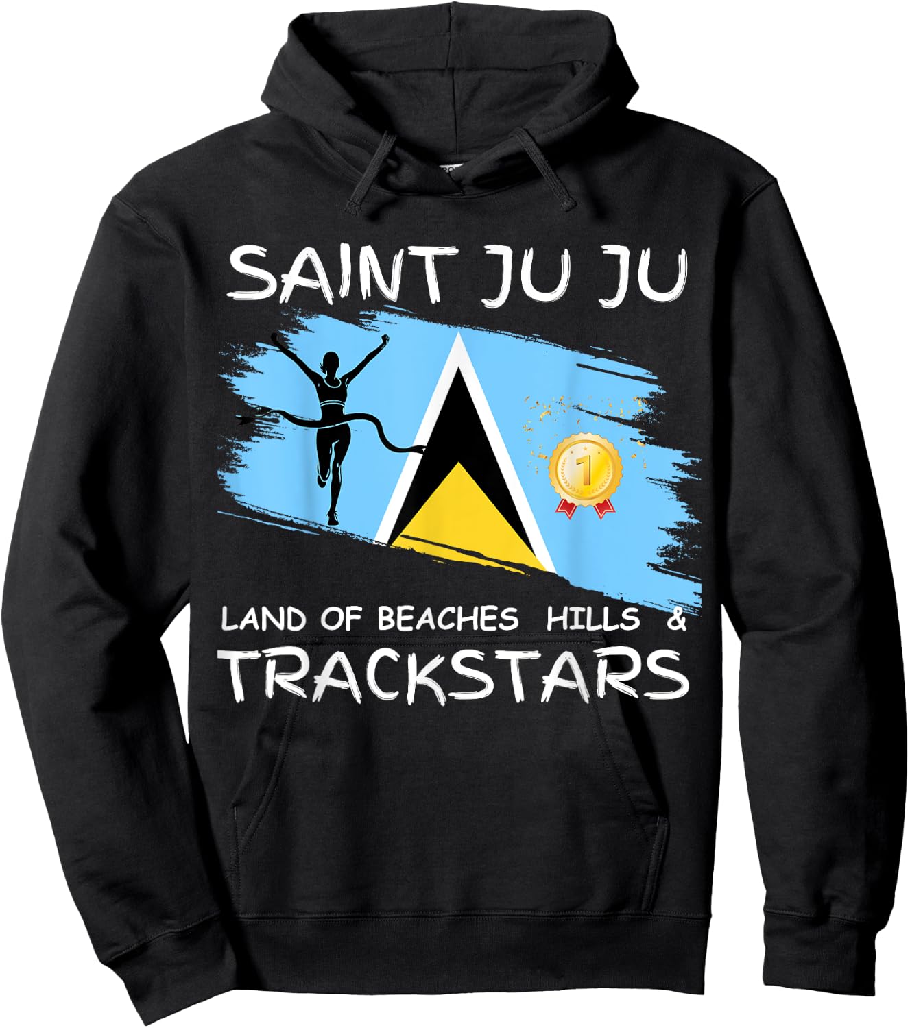 Saint Lucia/ St. Lucia/ Saint Juju Track star Celebration Hoodie - Hoodie | Black