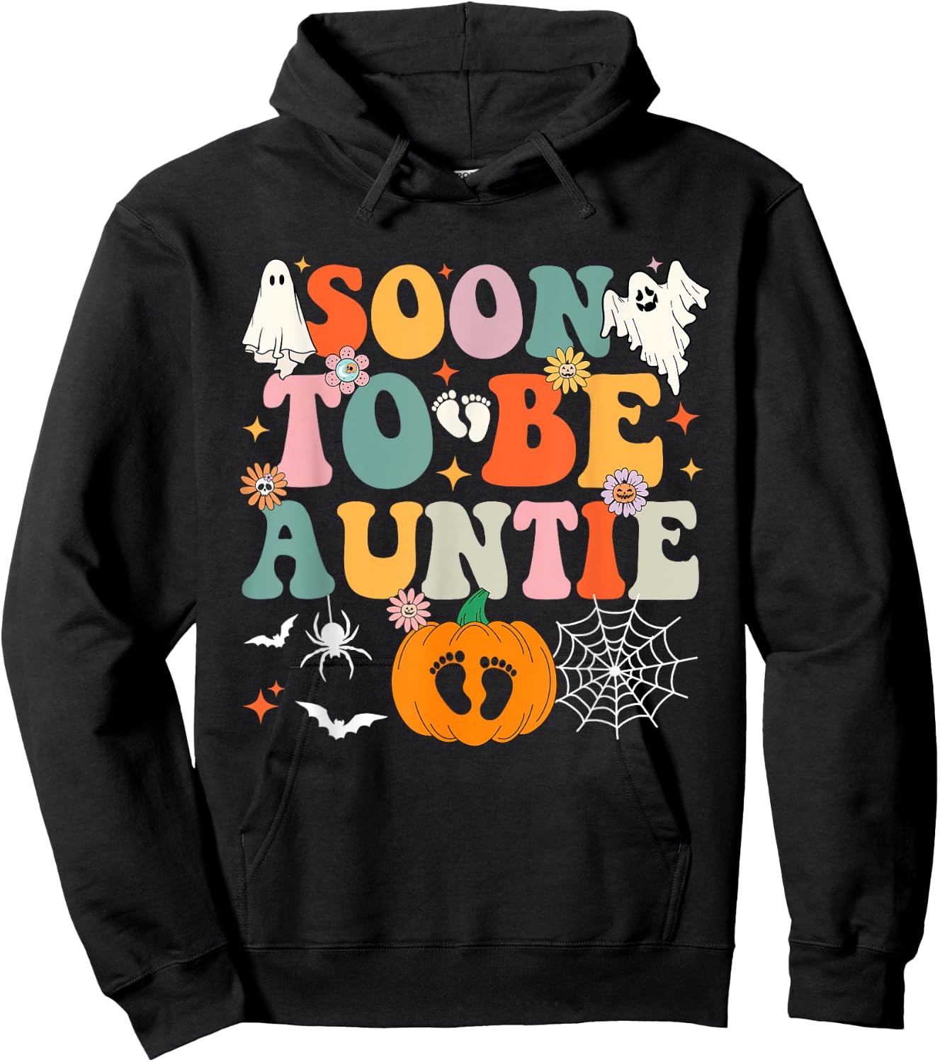 Soon to Be Auntie Halloween Pregnancy Announcement Pumpkin Hoodie - Hoodie | Black