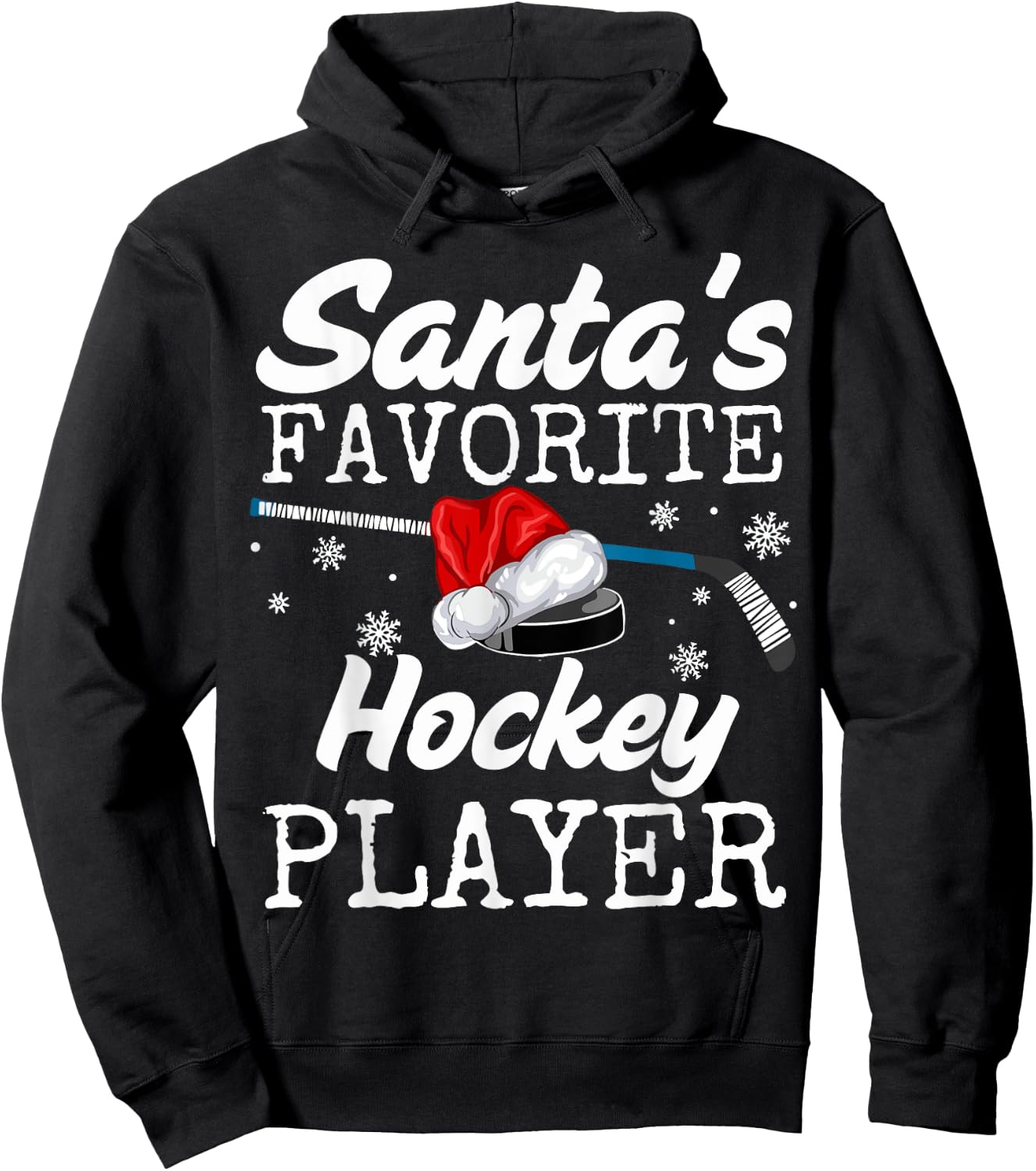 Santa's Hockey Player Christmas Pajamas Hockey Team Xmas Kid Hoodie - Hoodie | Black