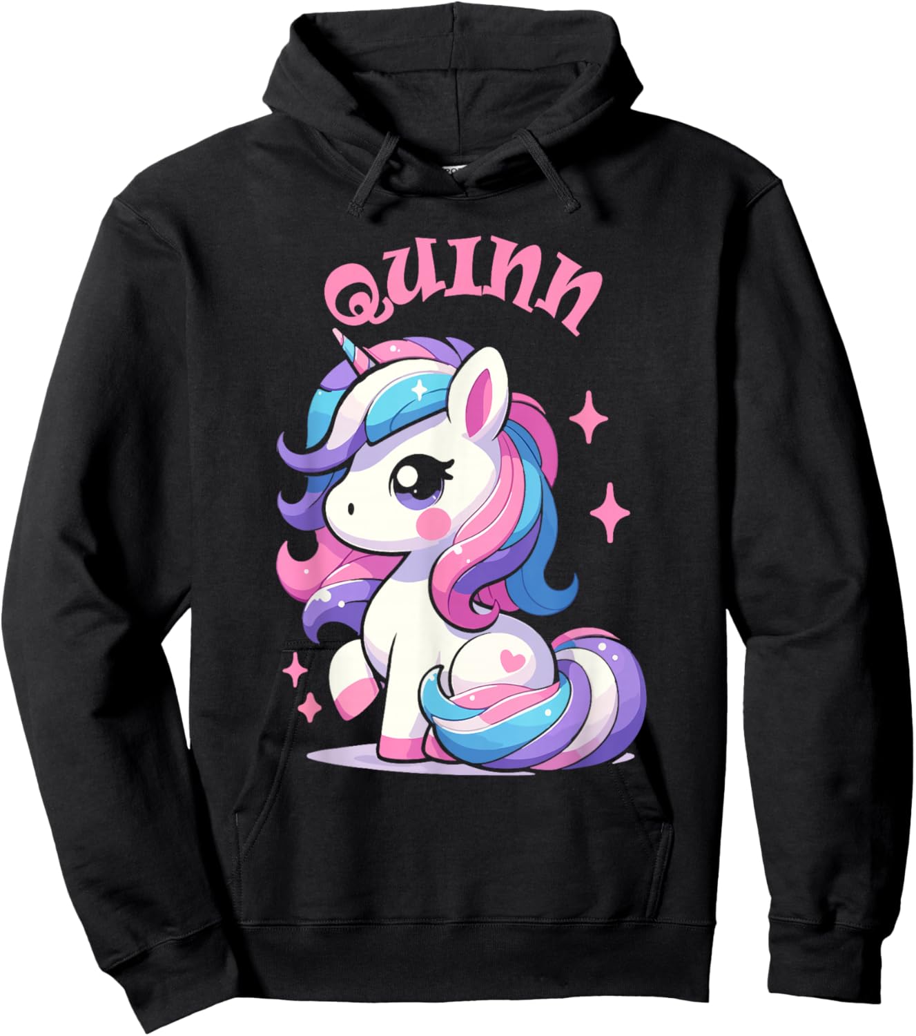 Quinn Cute Unicorn Design for Girls Name Quinn Hoodie - Hoodie | Black