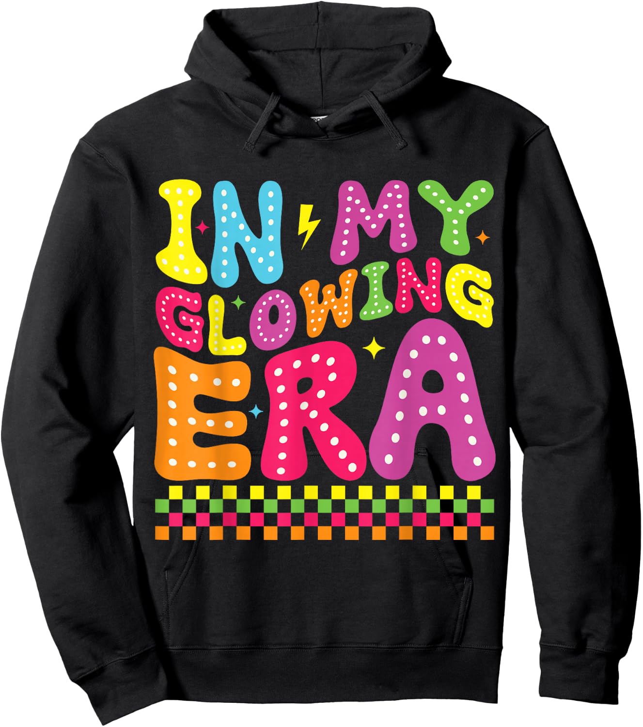In My Glowing Era Groovy Retro Funny Summer Vacation Hoodie - Hoodie | Black