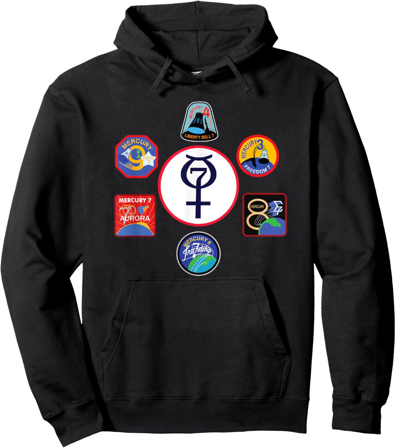 NASA Project Mercury Program Mission Crew Insignia Hoodie - Hoodie | Black