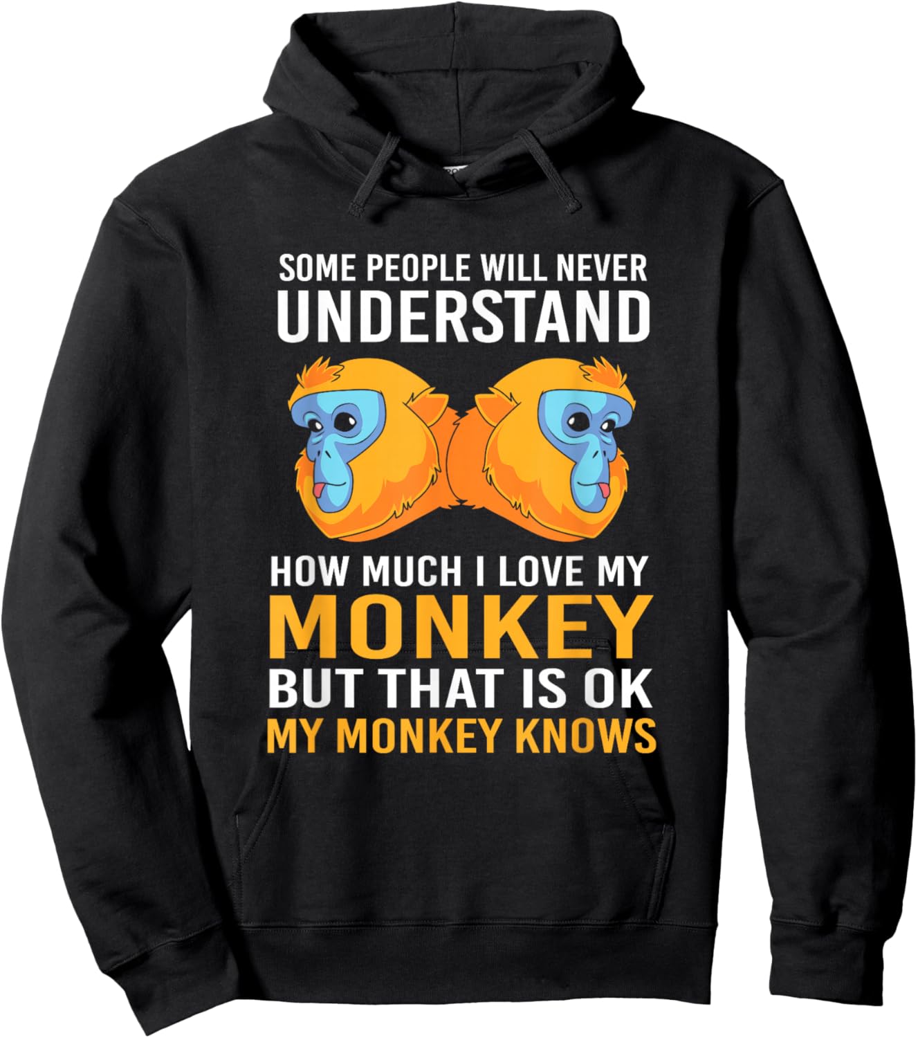 My Monkey Knows Funny Golden Snub Nosed Monkey Hoodie - Hoodie | Black