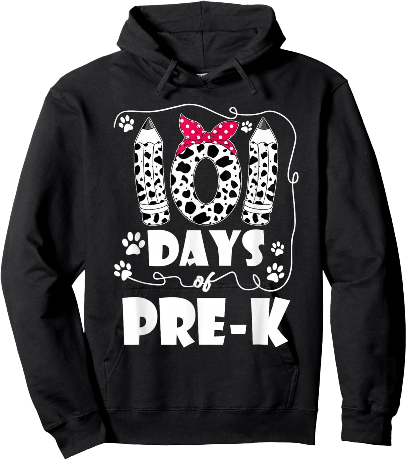 101 Days Pre K 100th Day Dog 100 Days School Students Men Women Kids Hoodie - Hoodie | Black