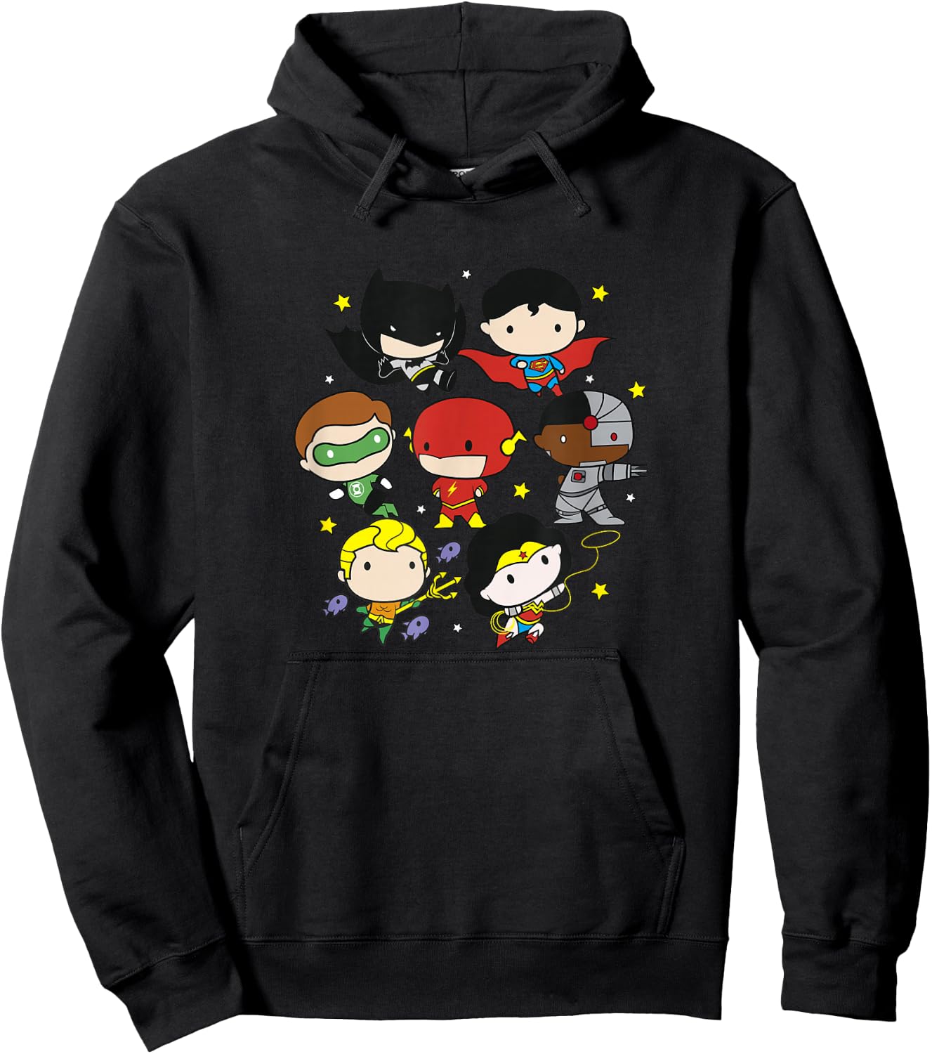 DC Comics Justice League Superhero Chibi Group Portraits Hoodie - Hoodie | Black