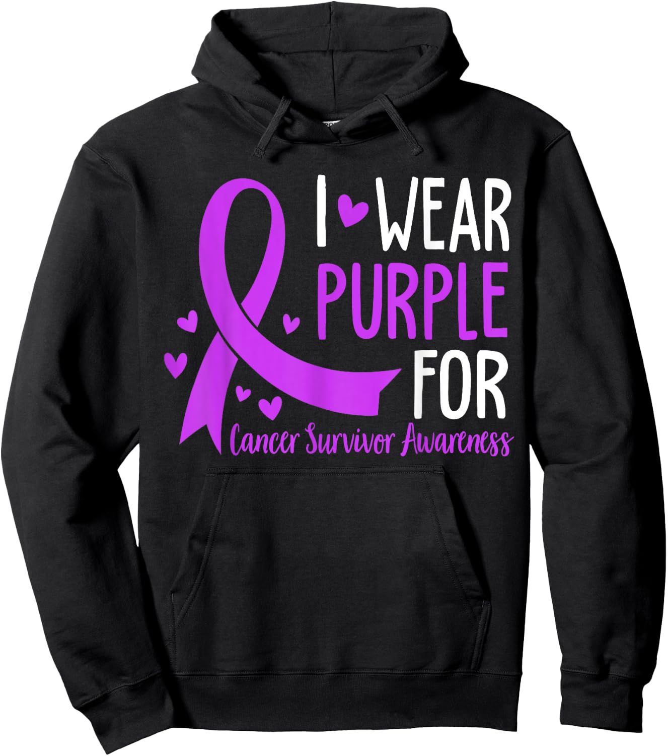 I Wear Purple For Cancer Survivor Awareness Hoodie - Hoodie | Black
