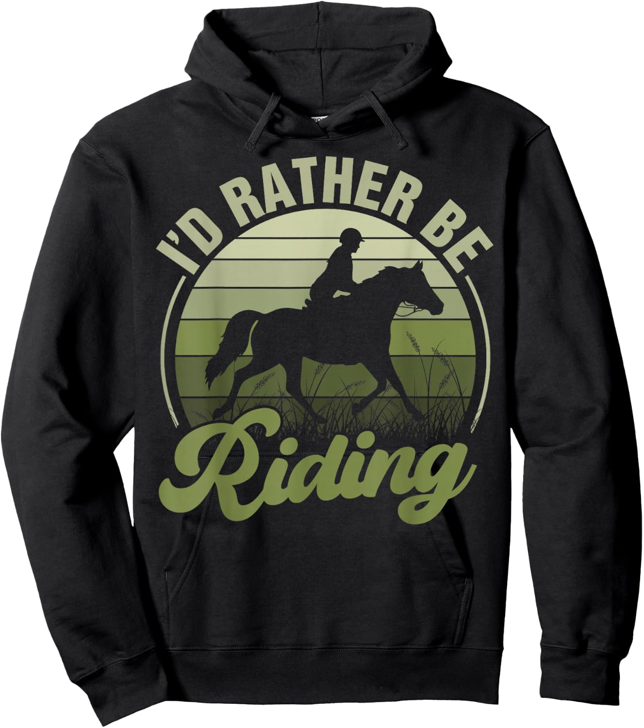 Horse-Shirt I'd Be Riding Funny Equestrian Women Teen Girl , Female X-Small, Blue Hoodie - Hoodie | Black