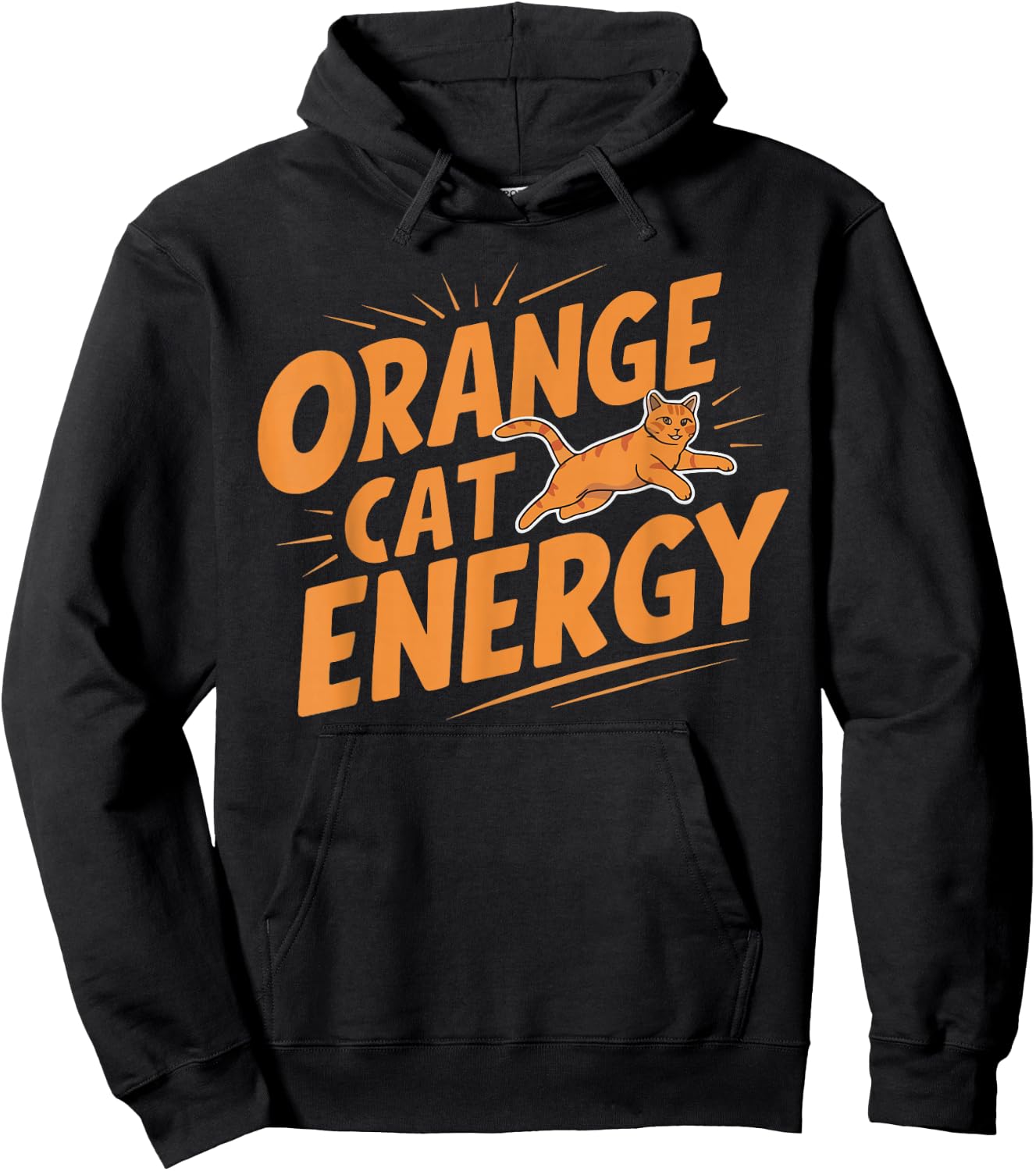 Orange Cat Energy Hoodie - Hoodie | Black
