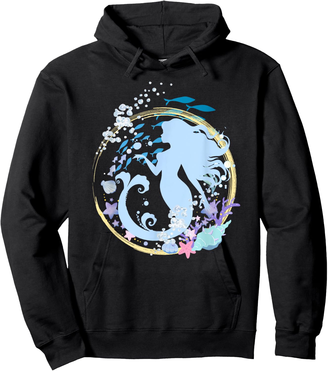 Mermaid, Coral, Fish, Sea, Fairy Tale, Cute, Casual, Female Hoodie - Hoodie | Black