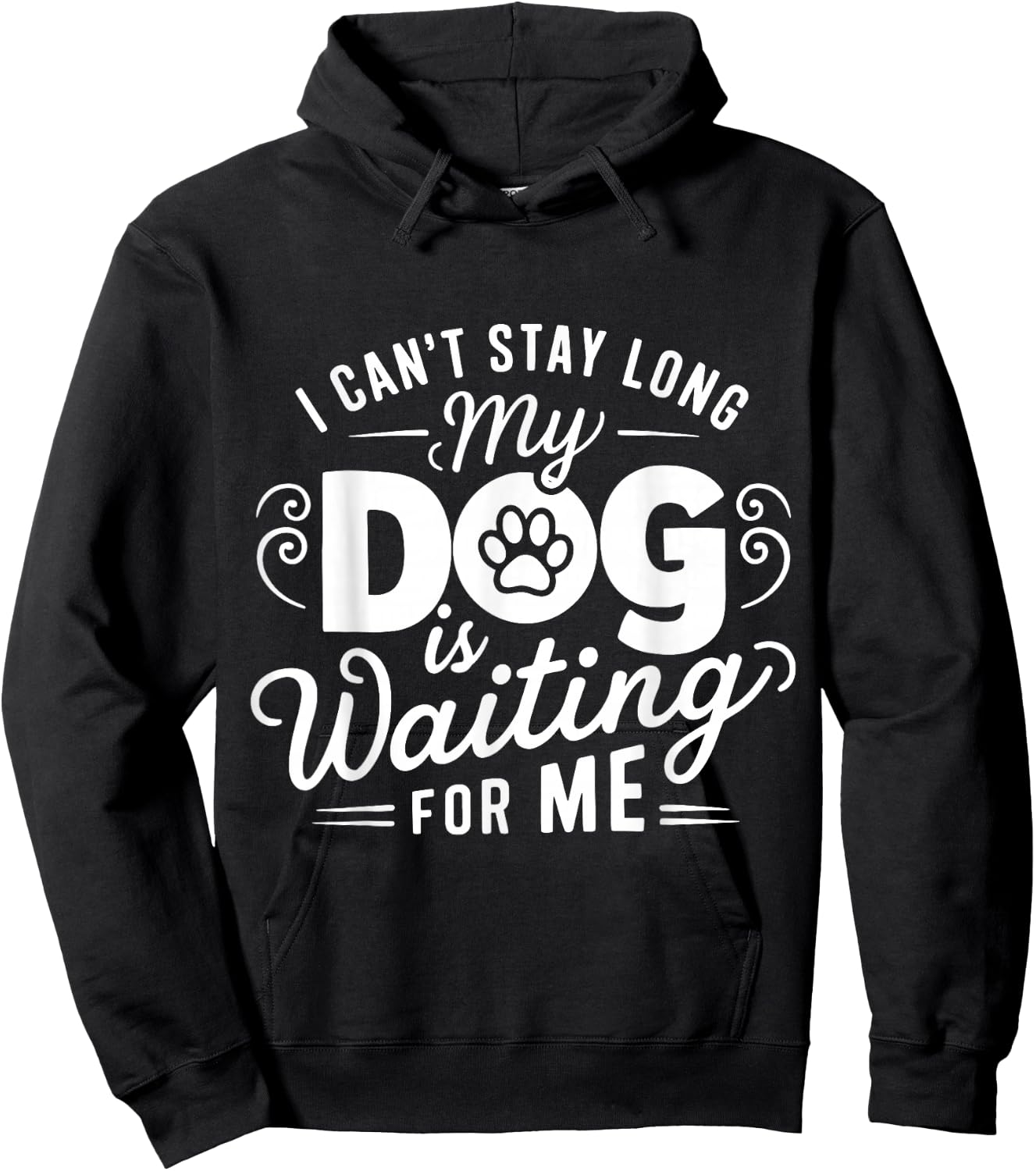 I Can't Stay Long. My Dog is Waiting for Me Funny Dog Lover Hoodie - Hoodie | Black