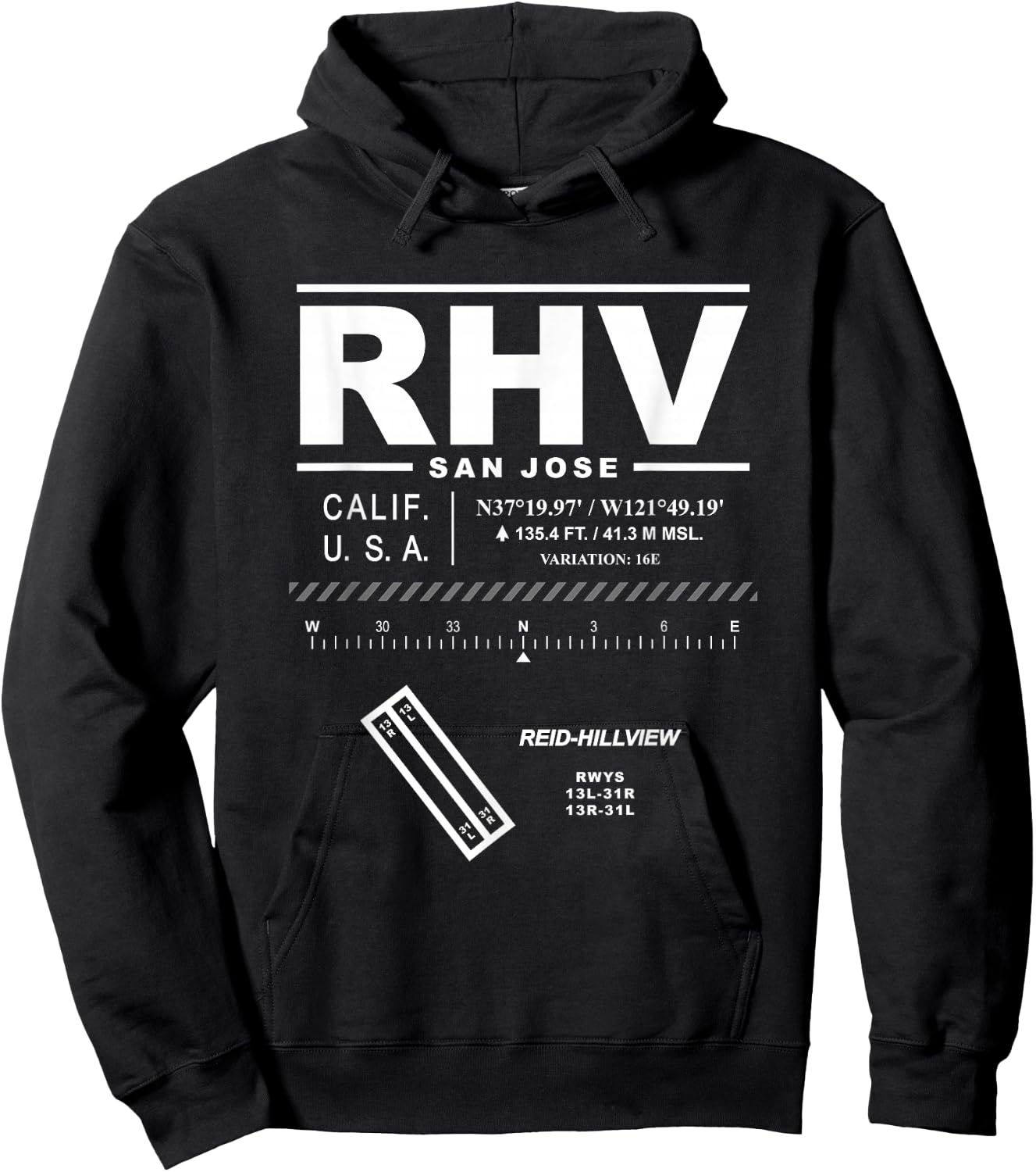 Reid-Hillview Airport San Jose California RHV Hoodie - Hoodie | Black