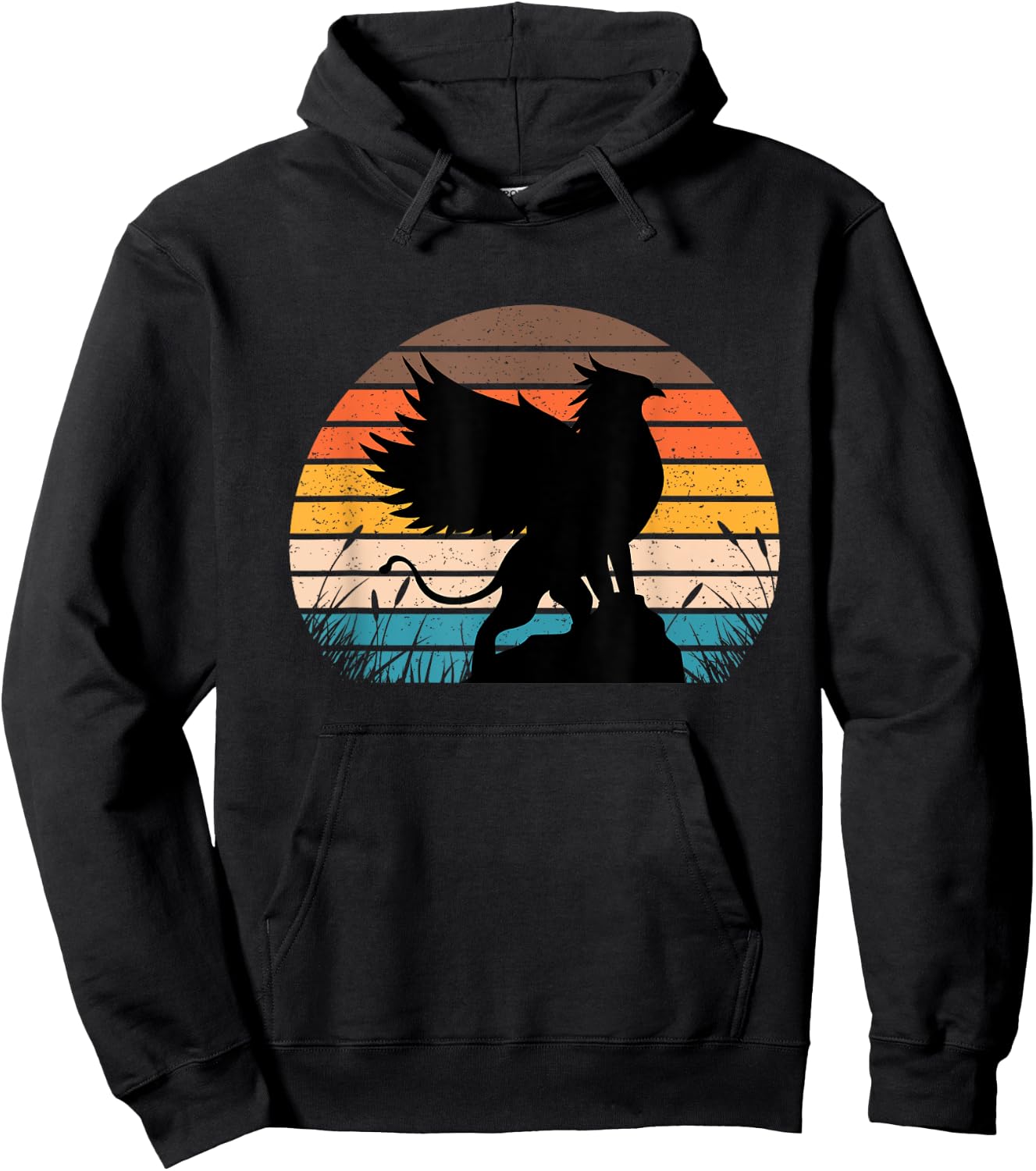 Griffin Retro Vintage Sunset Lion Eagle Mythical Creature Hoodie - Hoodie | Black