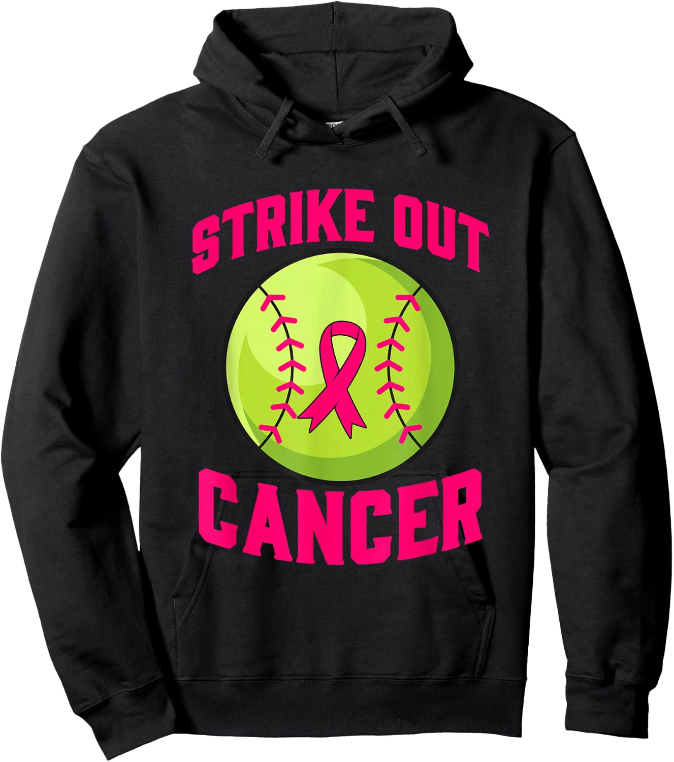 Strike Out Breast Cancer Awareness Softball Fighters Hoodie - Hoodie | Black