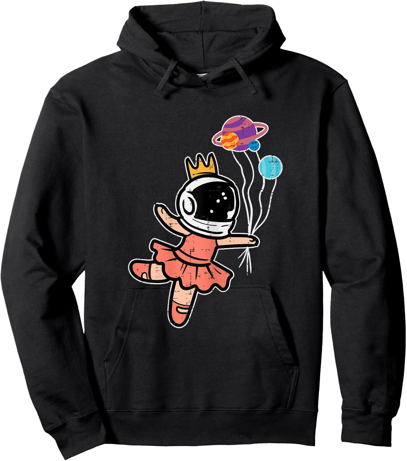 Astronaut Ballet Dancer Space Galaxy Girls Kids Youth Women Hoodie - Hoodie | Black
