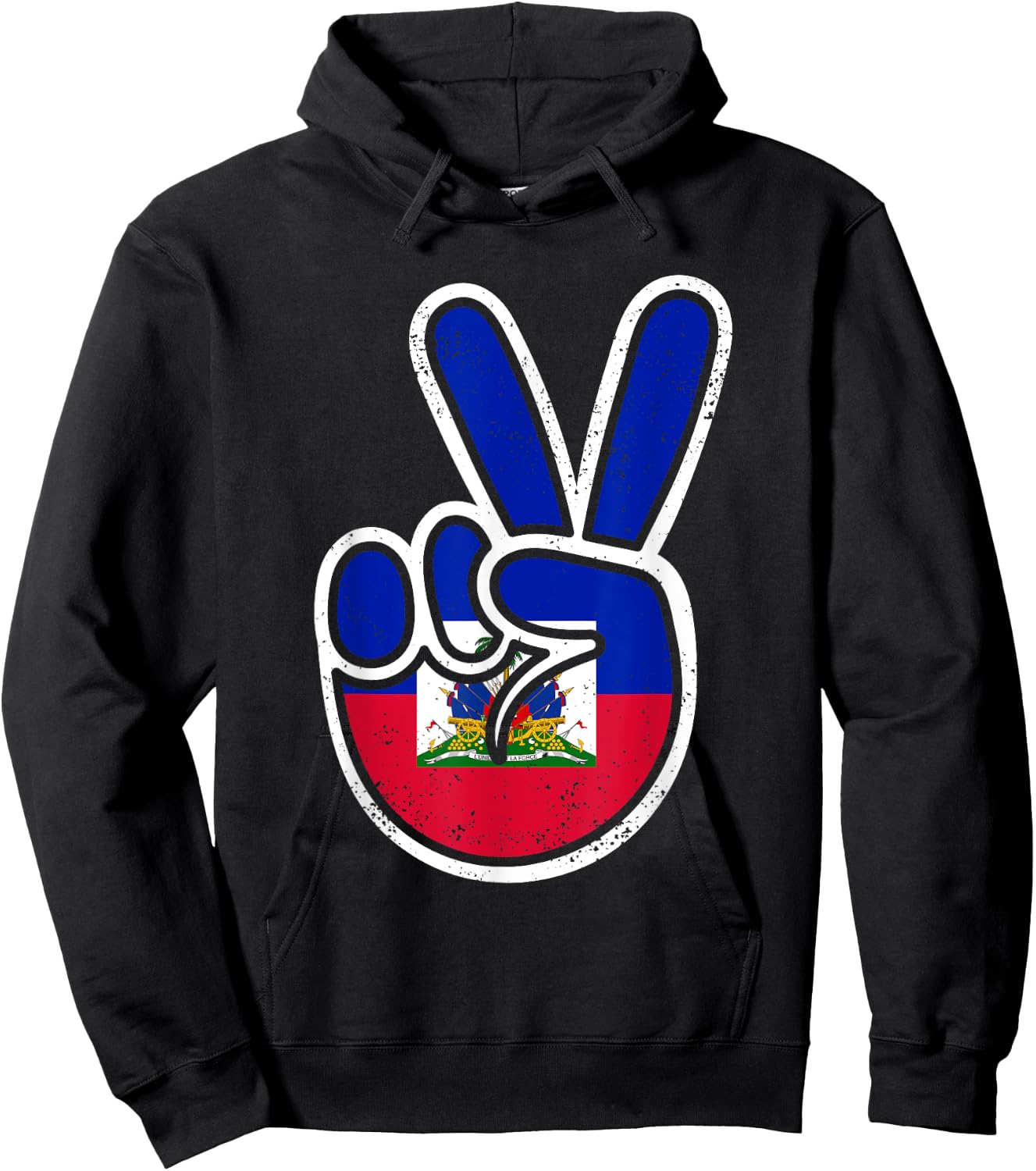 Haitian Flag Day Peace Sign Funny Haiti Retro Boys Toddler Hoodie - Hoodie | Black