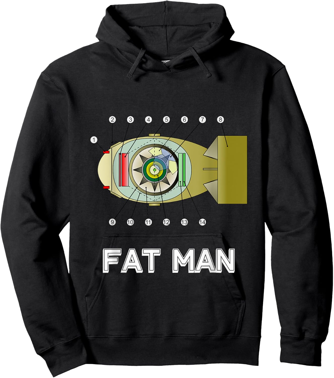 Fat Man - Nuke Bomb Diagram - Nuclear Warhead Missile Hoodie - Hoodie | Black
