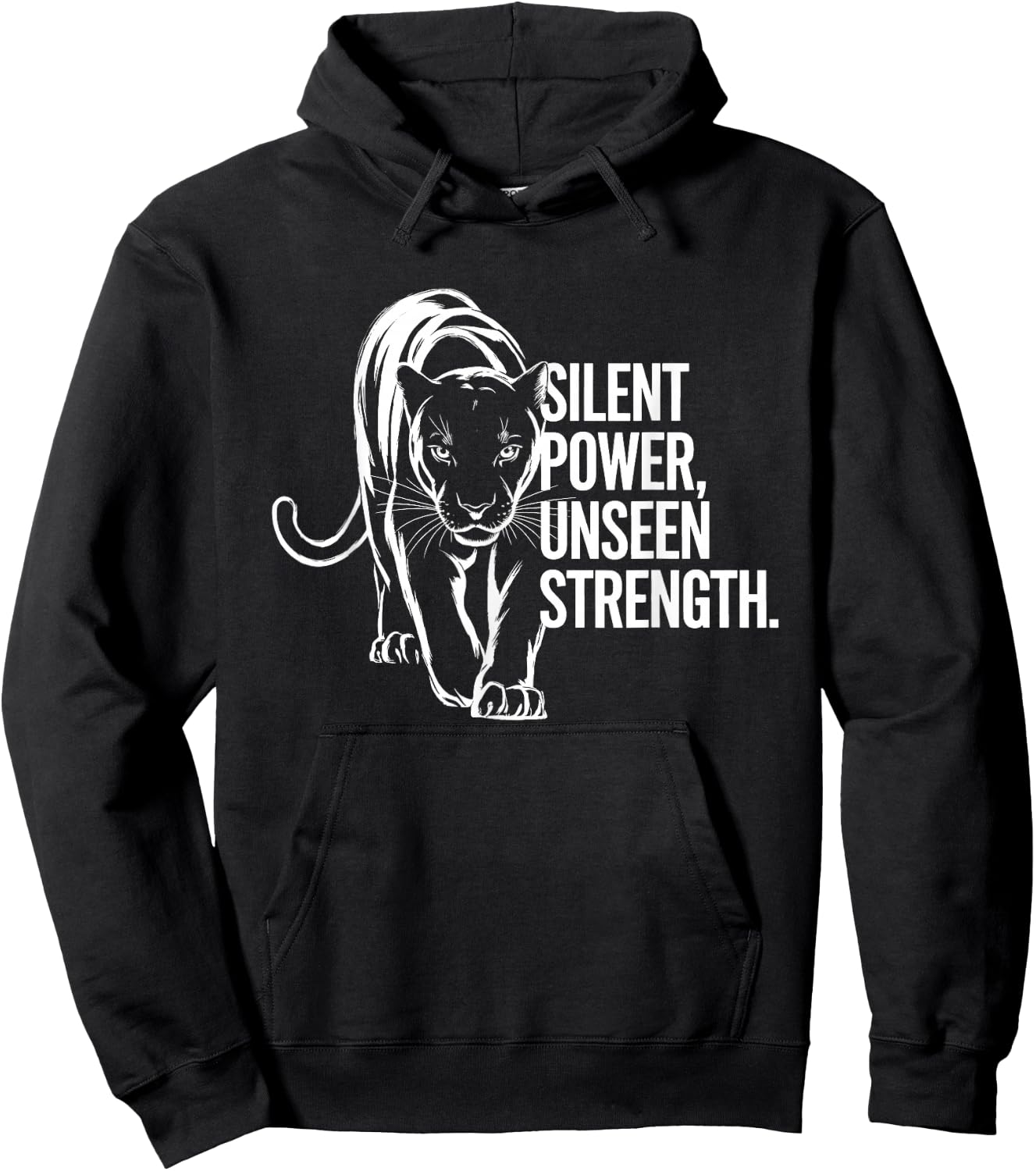 Silent Power Unseen Strength - Panther Design Hoodie - Hoodie | Black