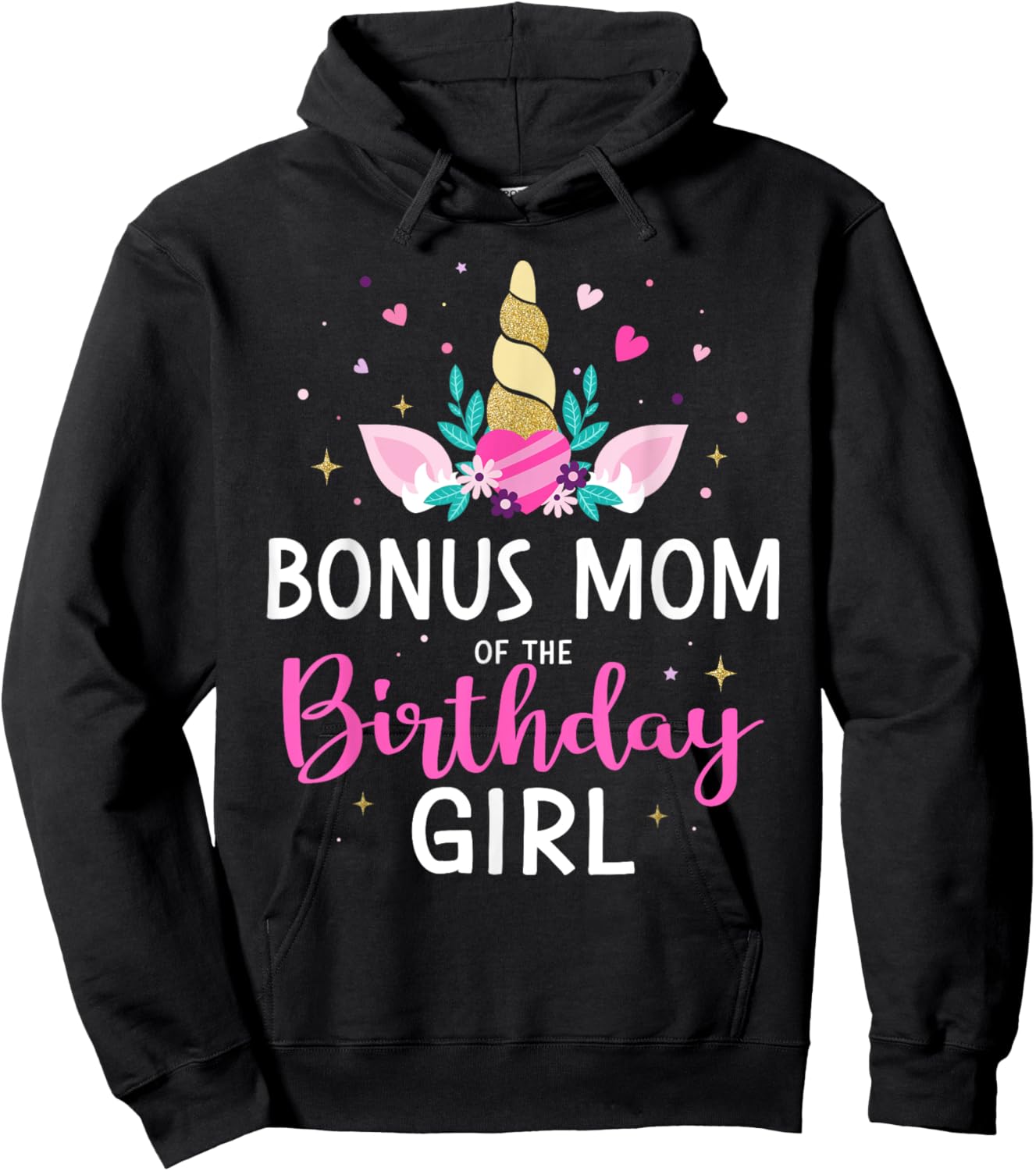 Bonus mom of the birthday girl matching family unicorn party Hoodie - Hoodie | Black