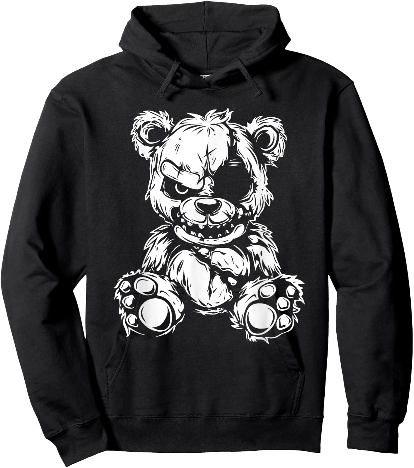 Horror Teddy Bear , Small, Black Hoodie - Hoodie | Black