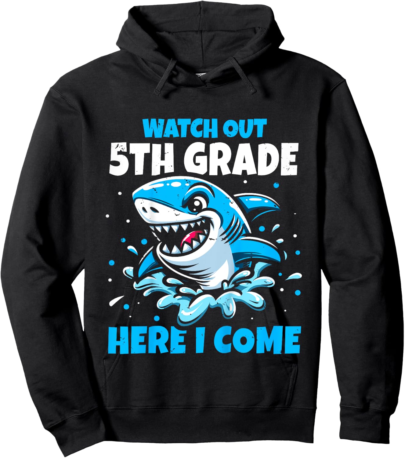 Kids Back To School Watch Out 5th Grade Here I Come Shark Boys Hoodie - Hoodie | Black