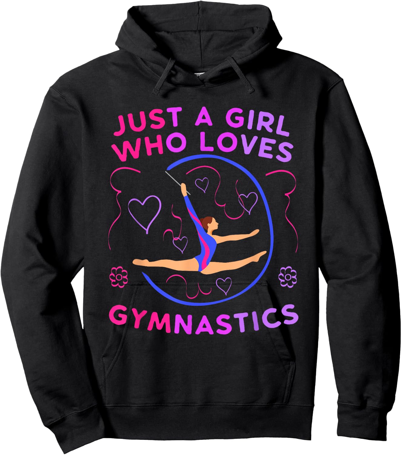 Just a Girl Who Loves Gymnastics Funny Gift Girls Hoodie - Hoodie | Black