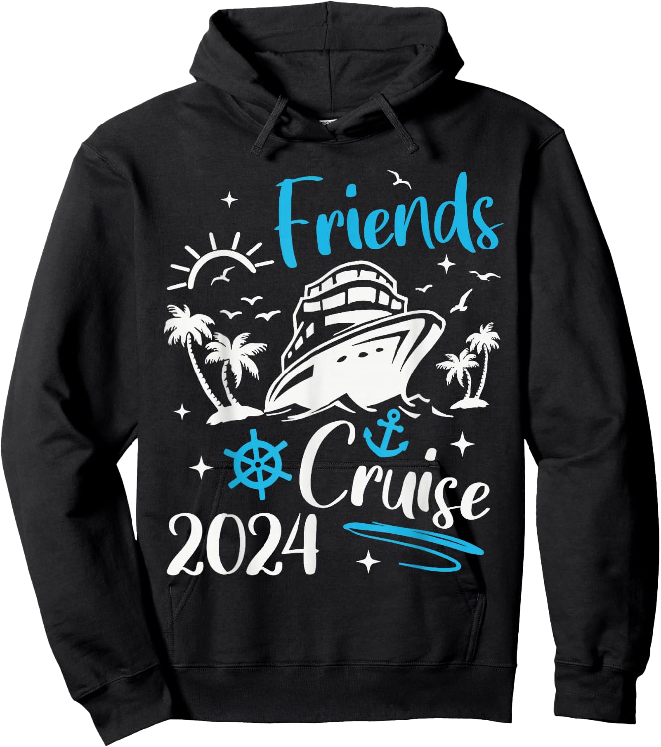 Friends Cruise 2024, Friends Cruise Together 2024 Vacation Hoodie - Hoodie | Black
