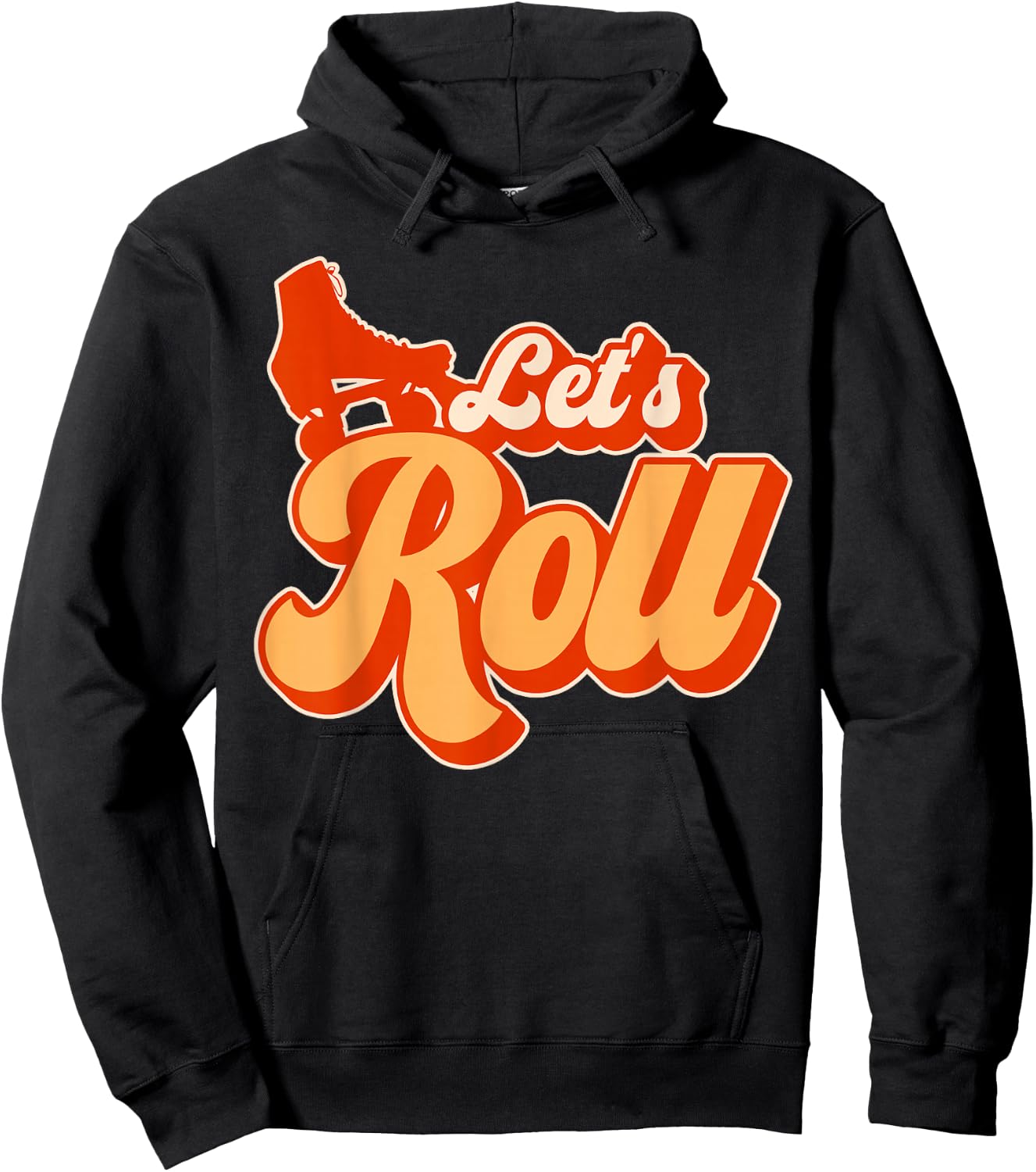 Cool Roller Skating Skate Girl 1970s Retro Let's Roll Hoodie - Hoodie | Black