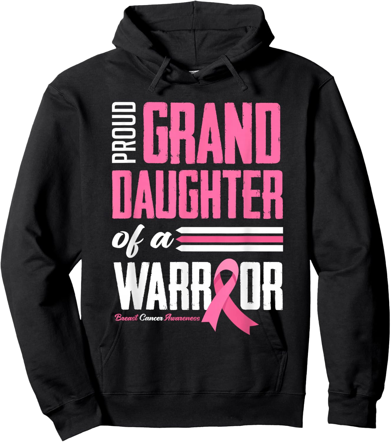 Proud Granddaughter Of A Warrior Breast Cancer Awareness Hoodie - Hoodie | Black