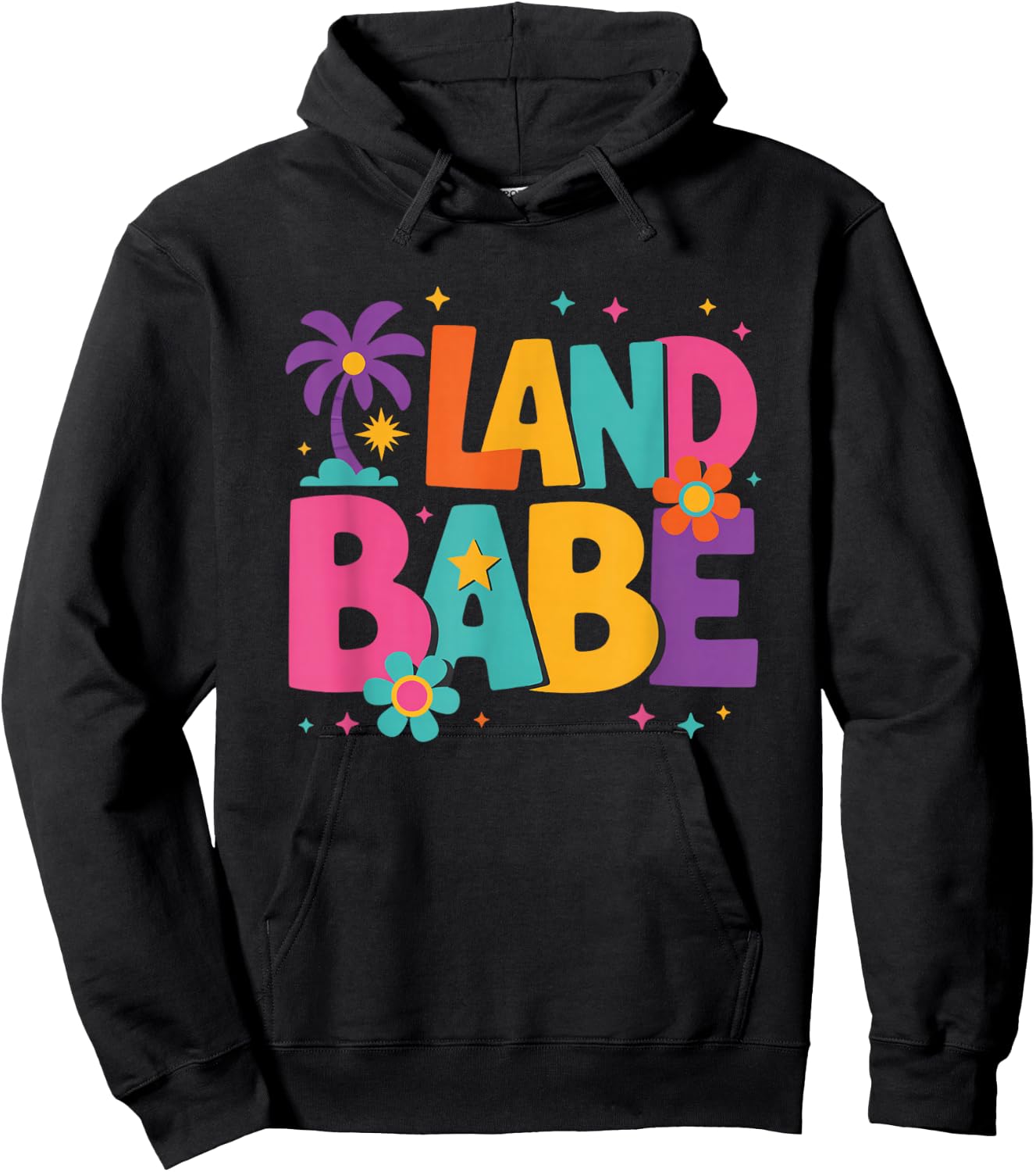 Land Babe Colorful Retro Groovy Design Hoodie - Hoodie | Black