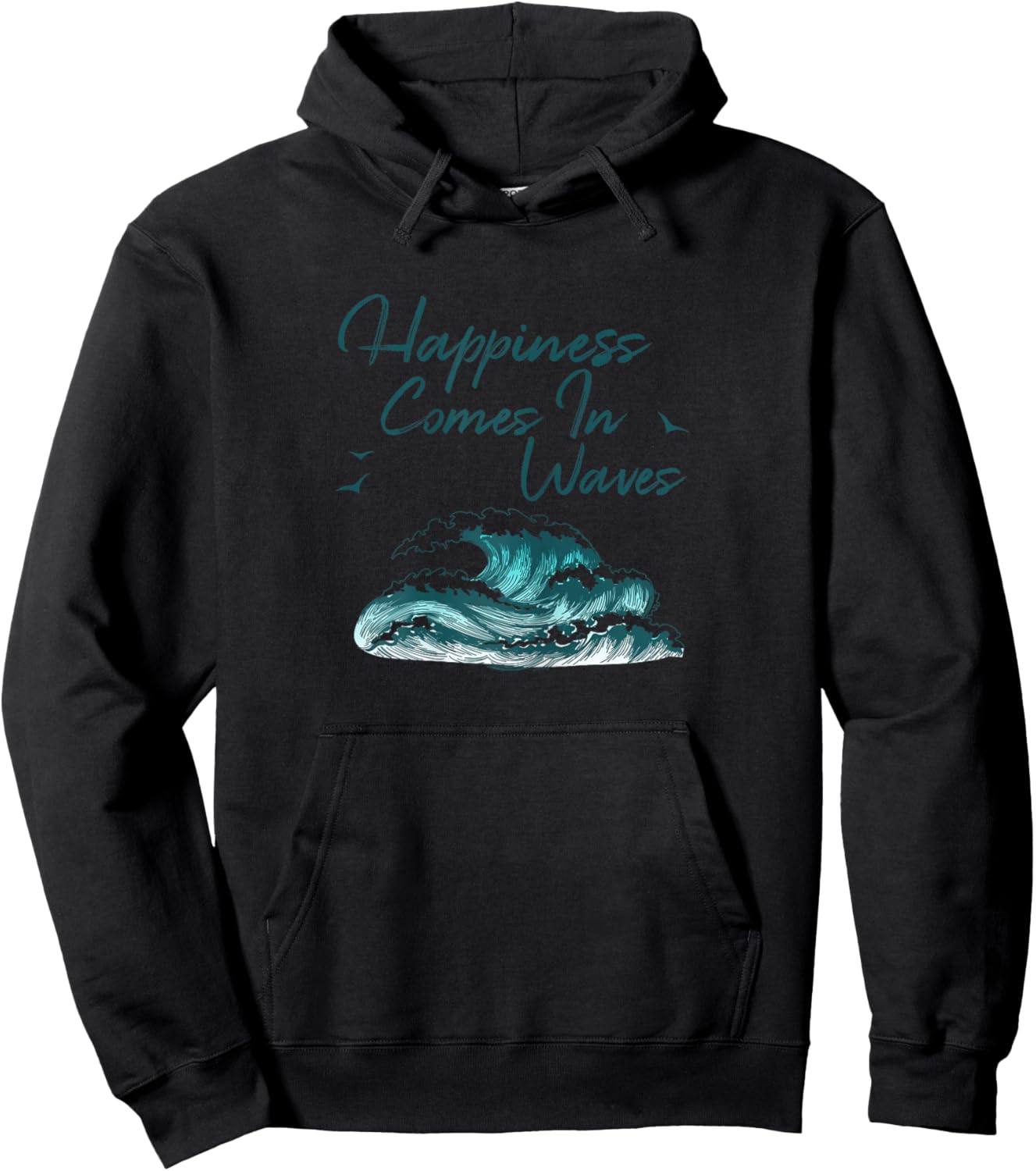 Ocean Waves Happiness Comes In Waves Beach Hoodie - Hoodie | Black