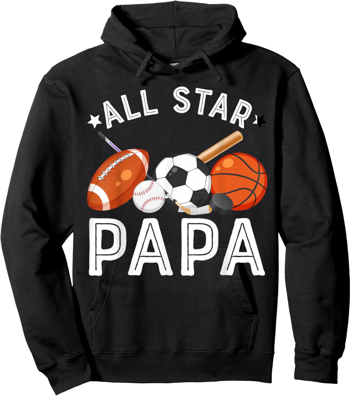 All Star Papa Of The Birthday Boy Basketball Soccer Sport Hoodie - Hoodie | Black
