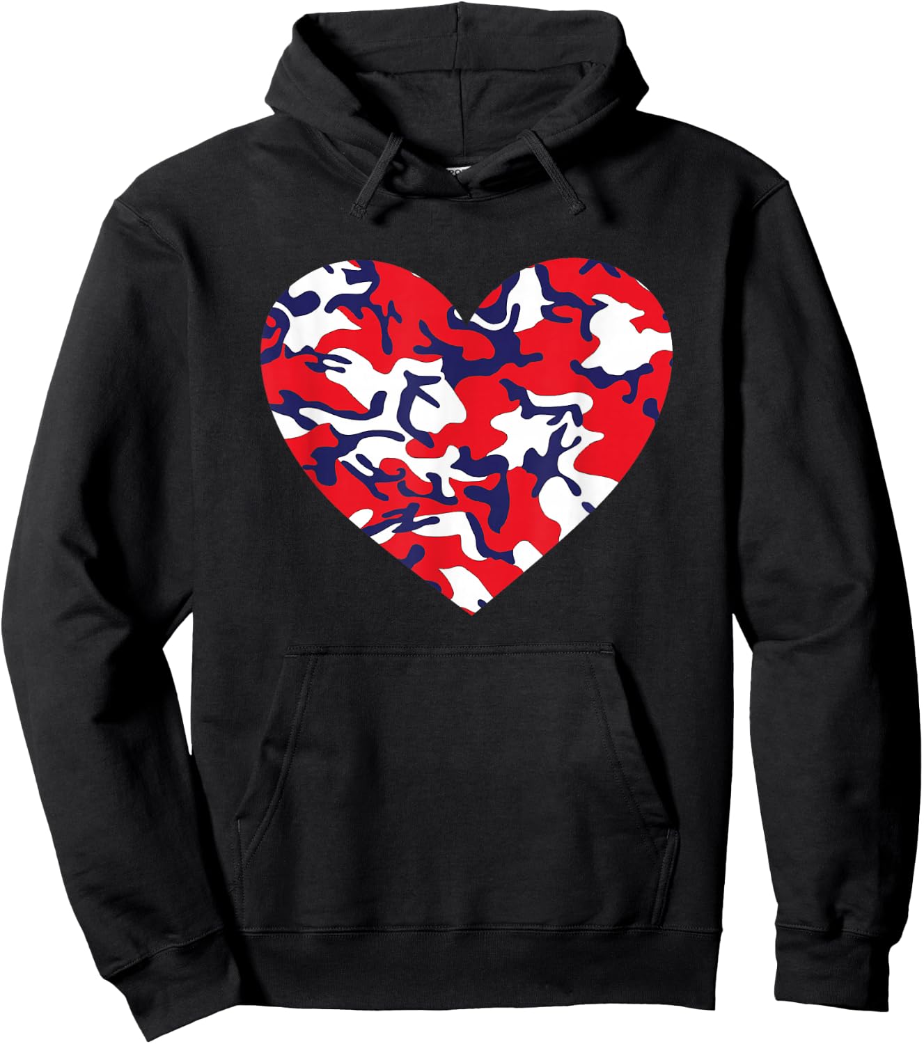 USA Red White and Blue Camo Heart Love 4th of July Hoodie - Hoodie | Black