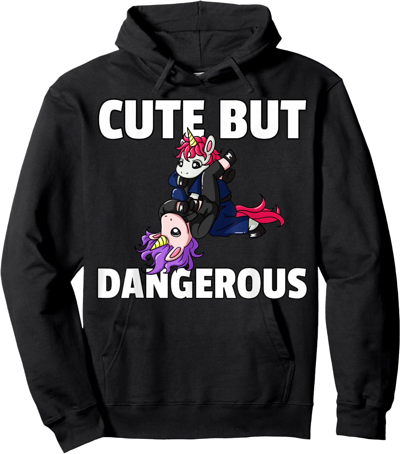Cute But Dangerous Jiu Jitsu Unicorn Girl Hoodie - Hoodie | Black