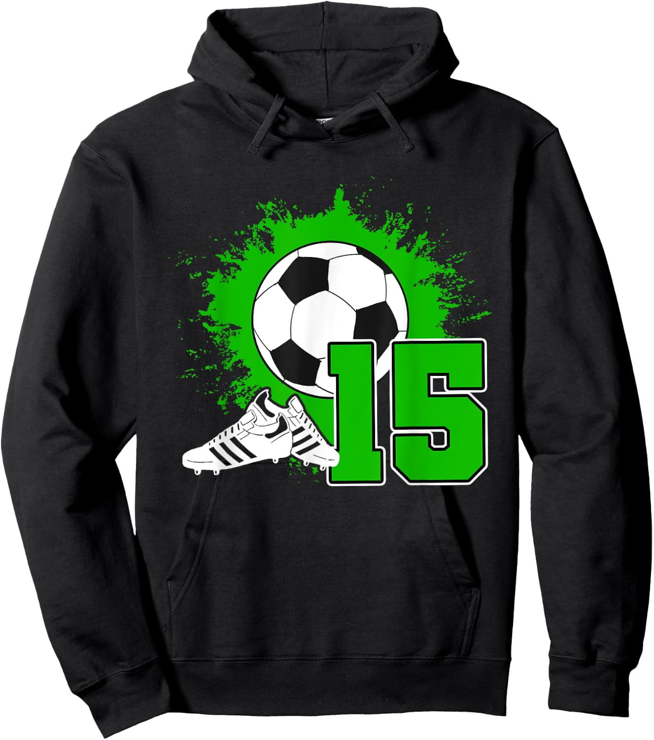 Kids Soccer Birthday Party 15 Year Old Boy 15th Birthday Hoodie - Hoodie | Black