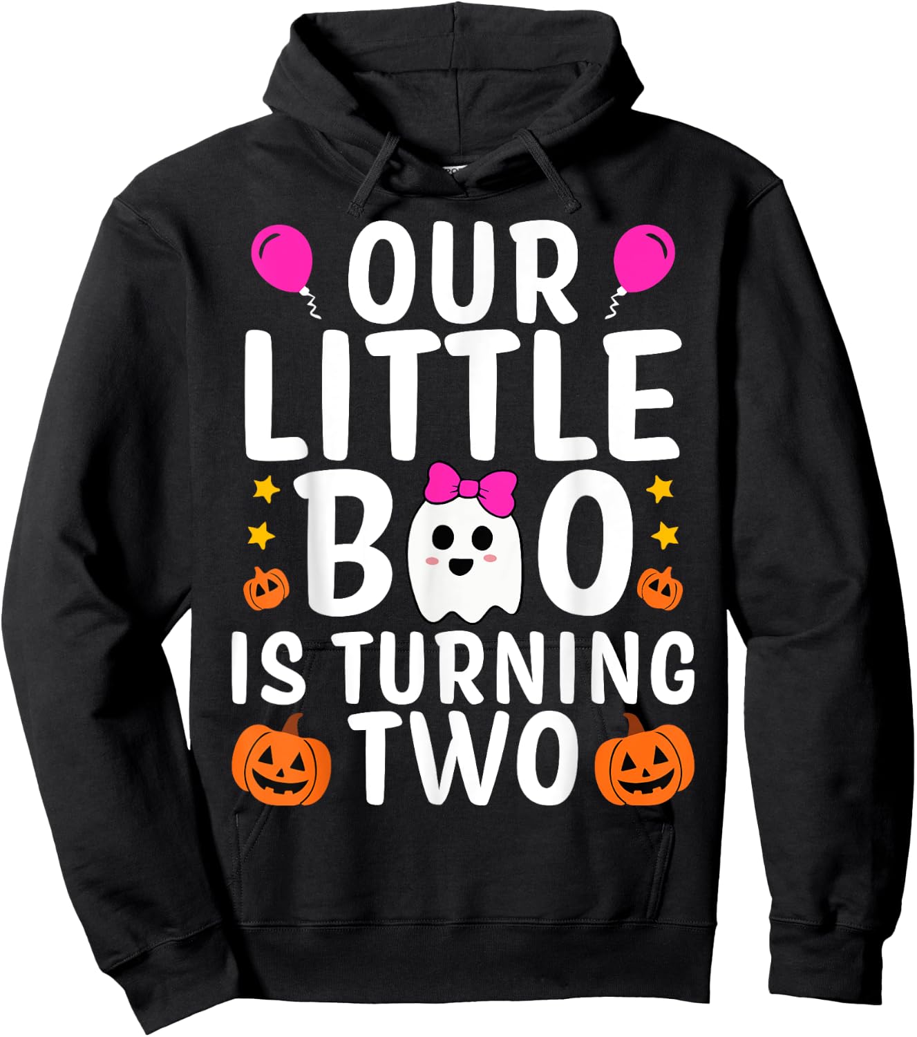 Our Little Boo Is Turning Two Yr 2nd Birthday Girl Halloween Hoodie - Hoodie | Black